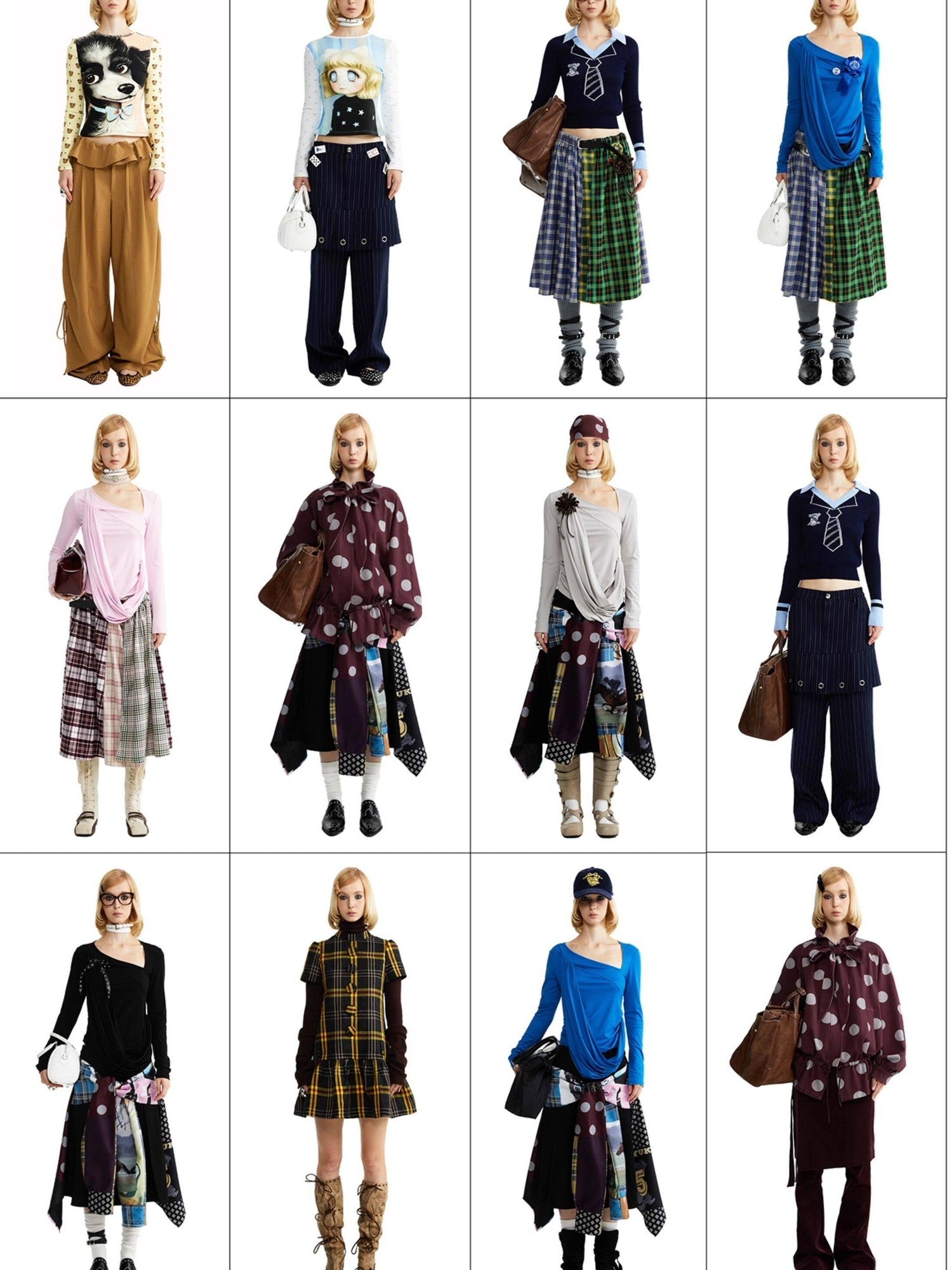 YOSHUYUKI Navy Jacquard Cartoon Print Women&