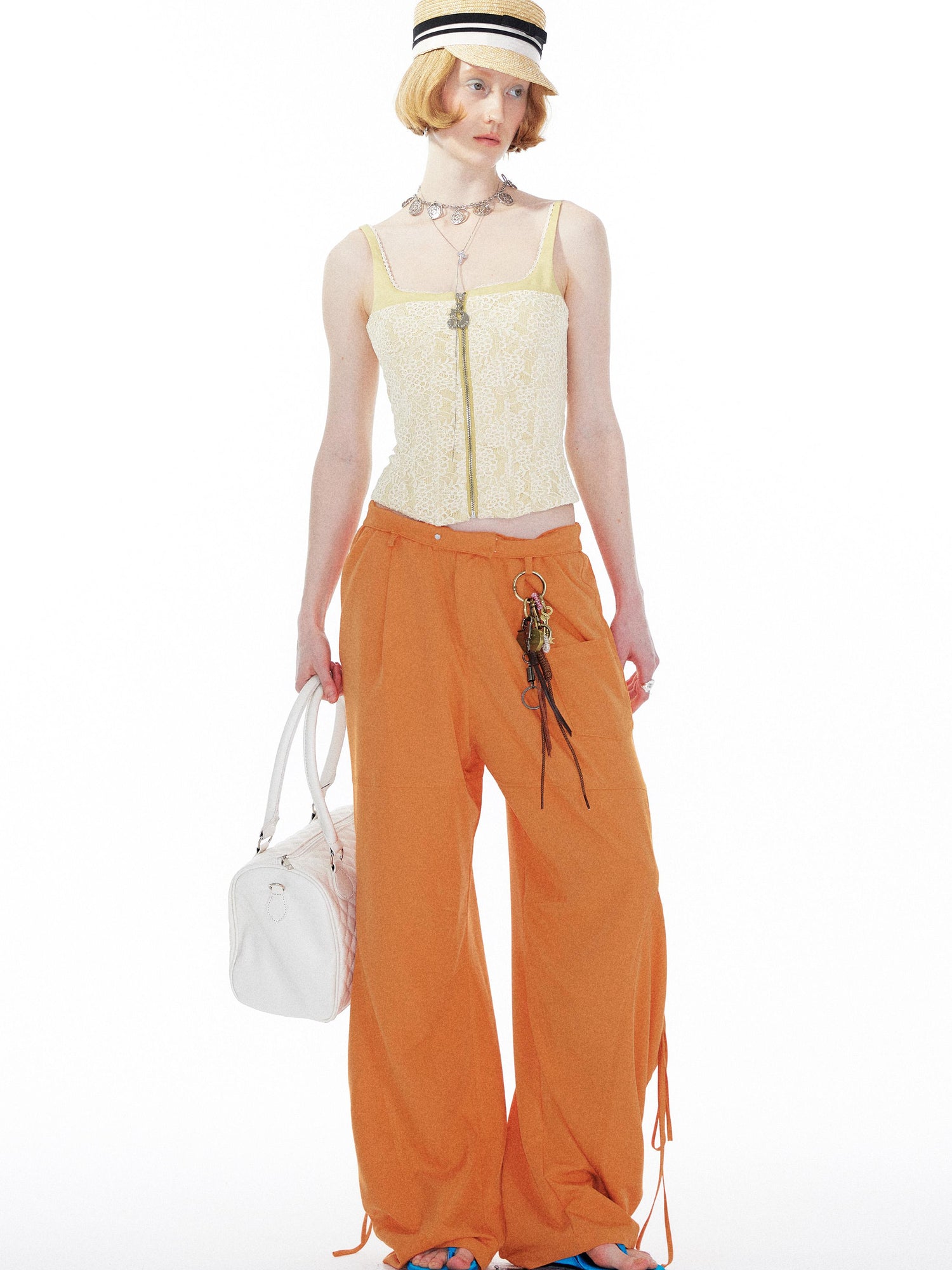 YOSHUYUKI Orange Oversized Pocket Cargo Trousers