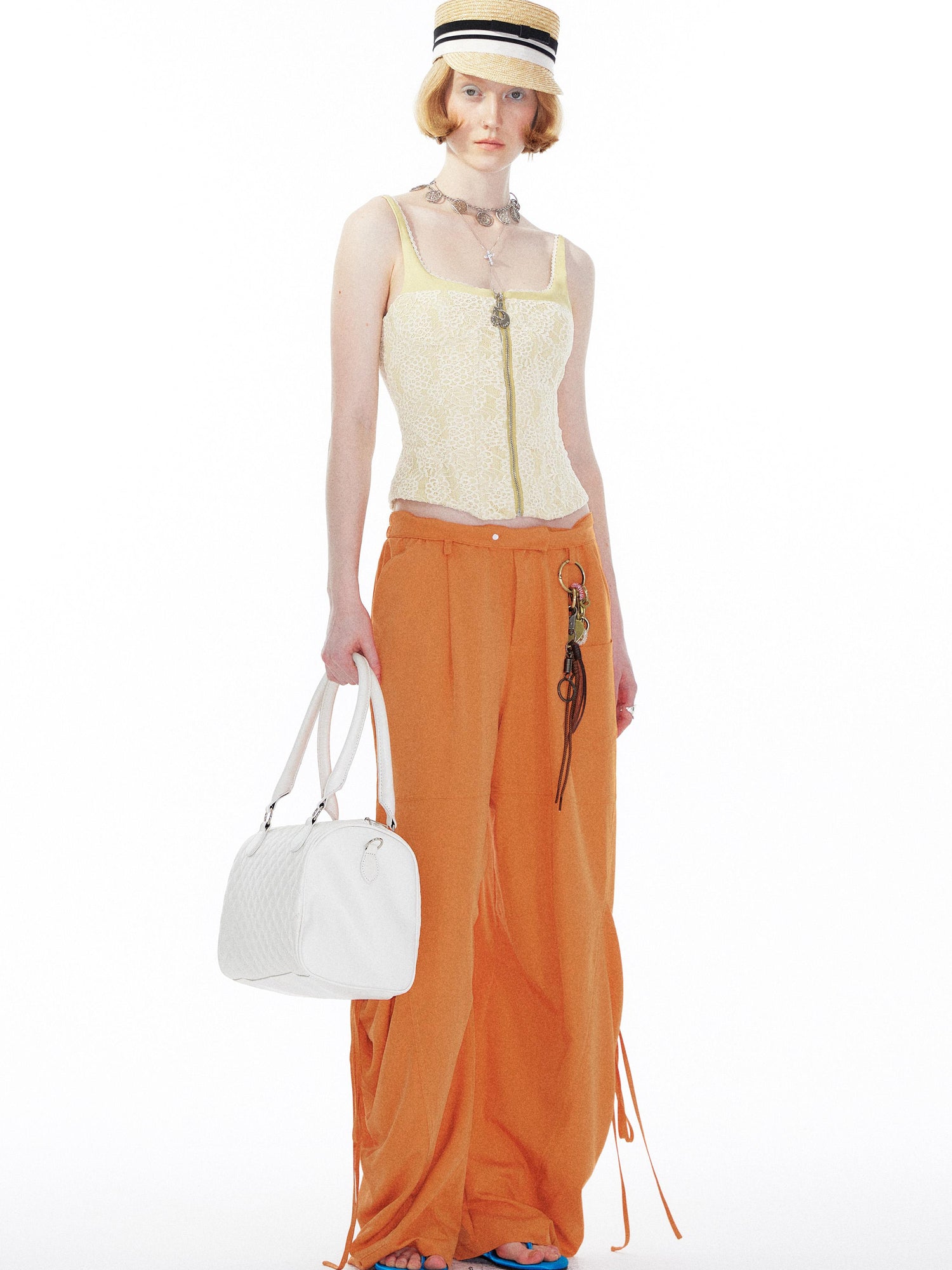 YOSHUYUKI Orange Oversized Pocket Cargo Trousers