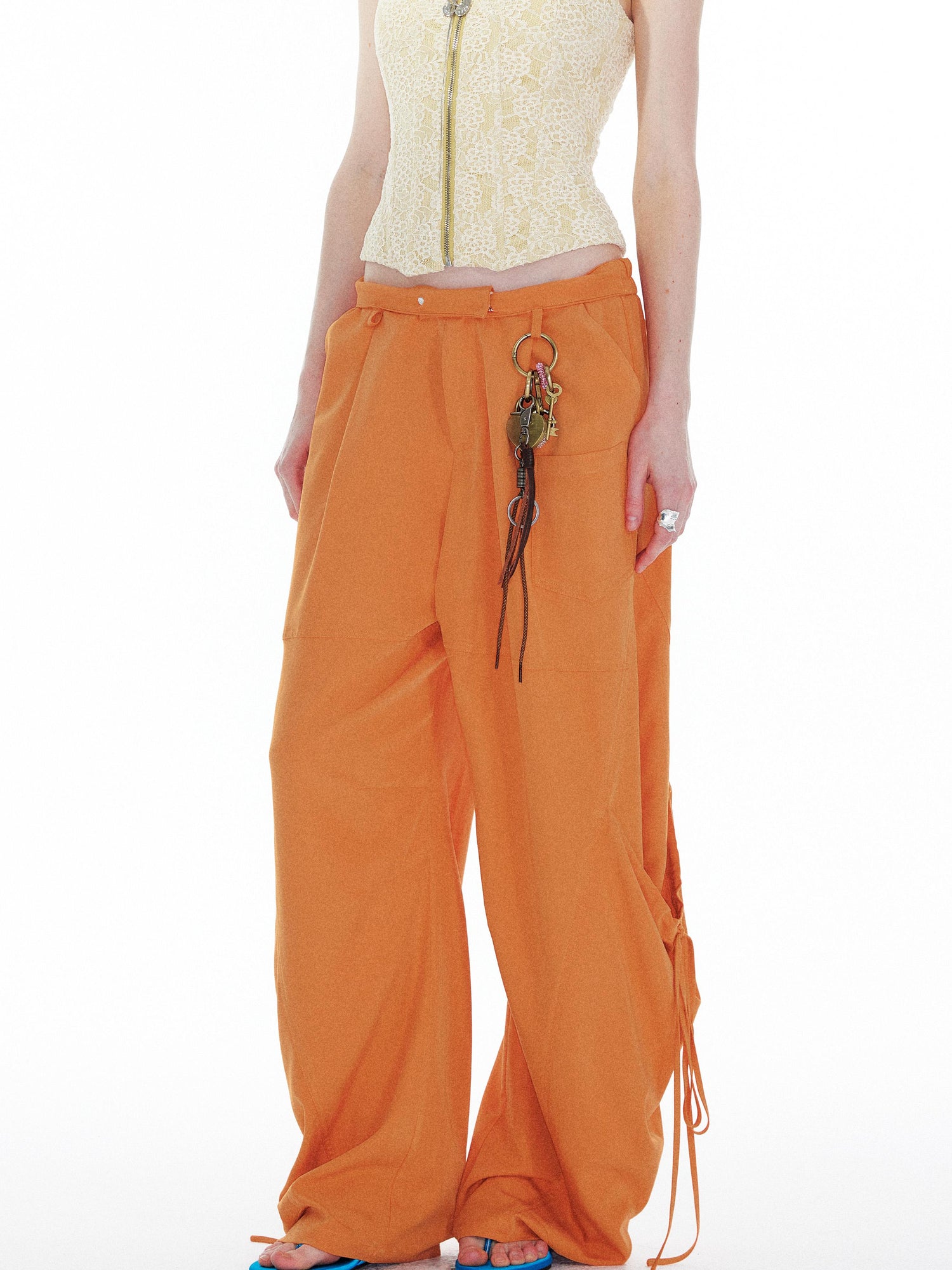 YOSHUYUKI Orange Oversized Pocket Cargo Trousers