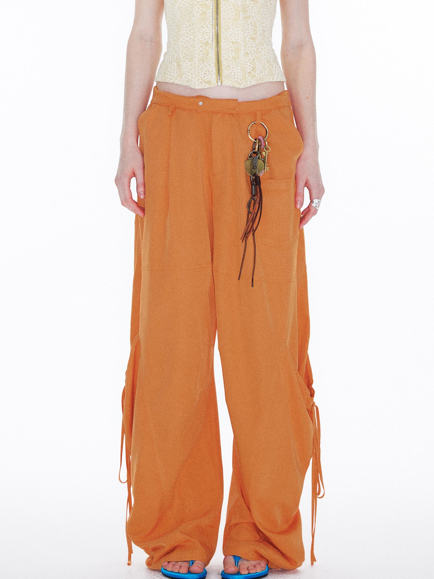YOSHUYUKI Orange Oversized Pocket Cargo Trousers