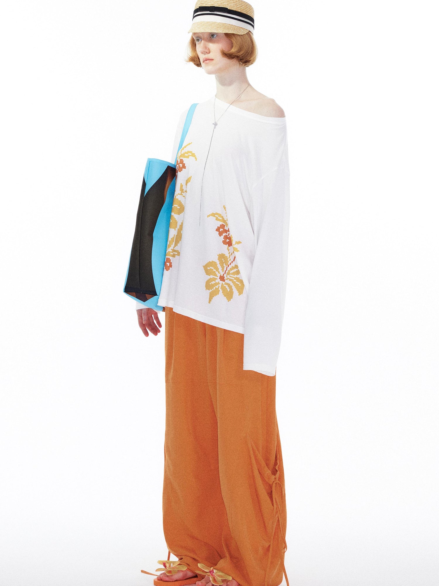 YOSHUYUKI Orange Oversized Pocket Cargo Trousers