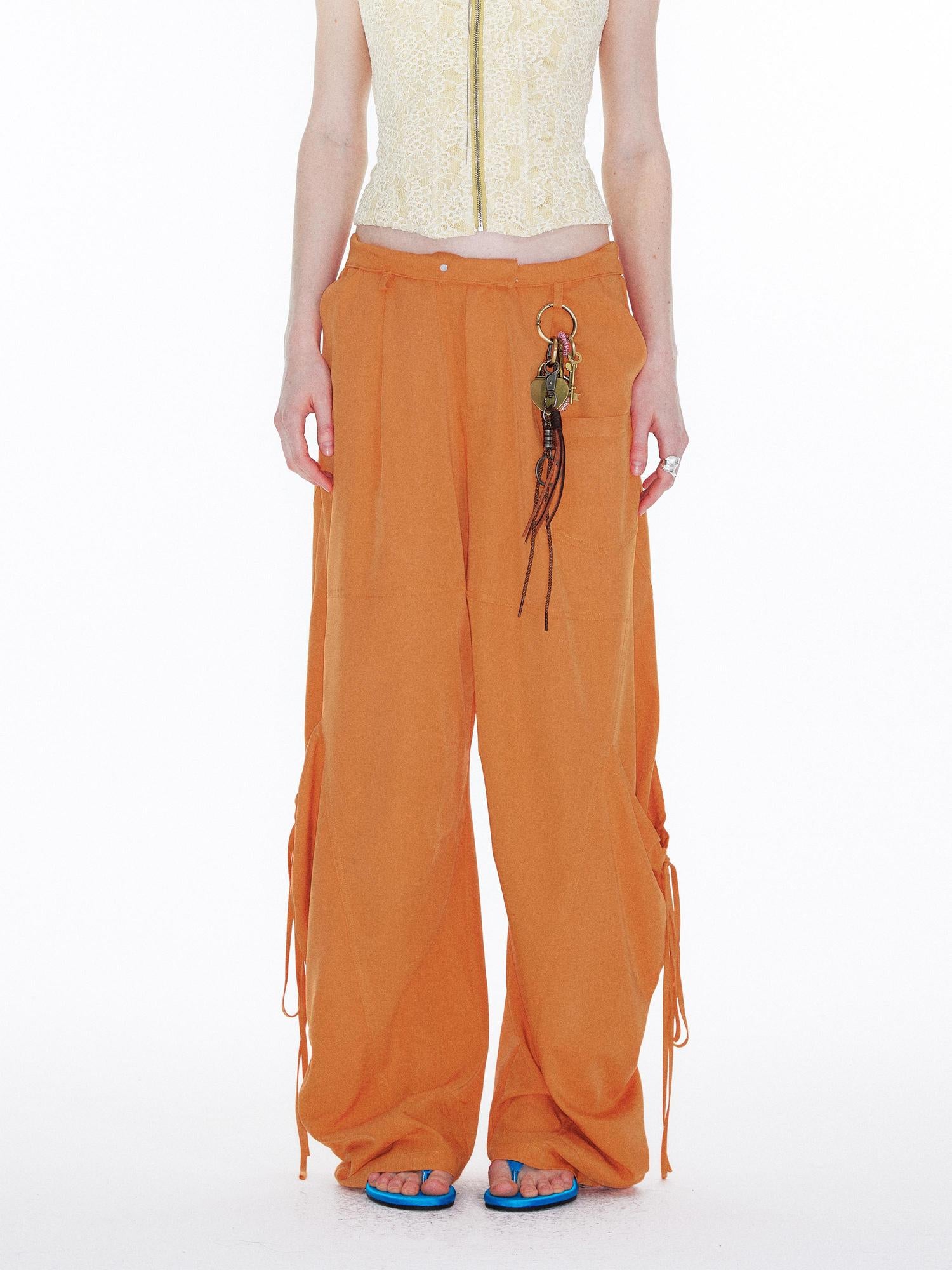 YOSHUYUKI Orange Oversized Pocket Cargo Trousers