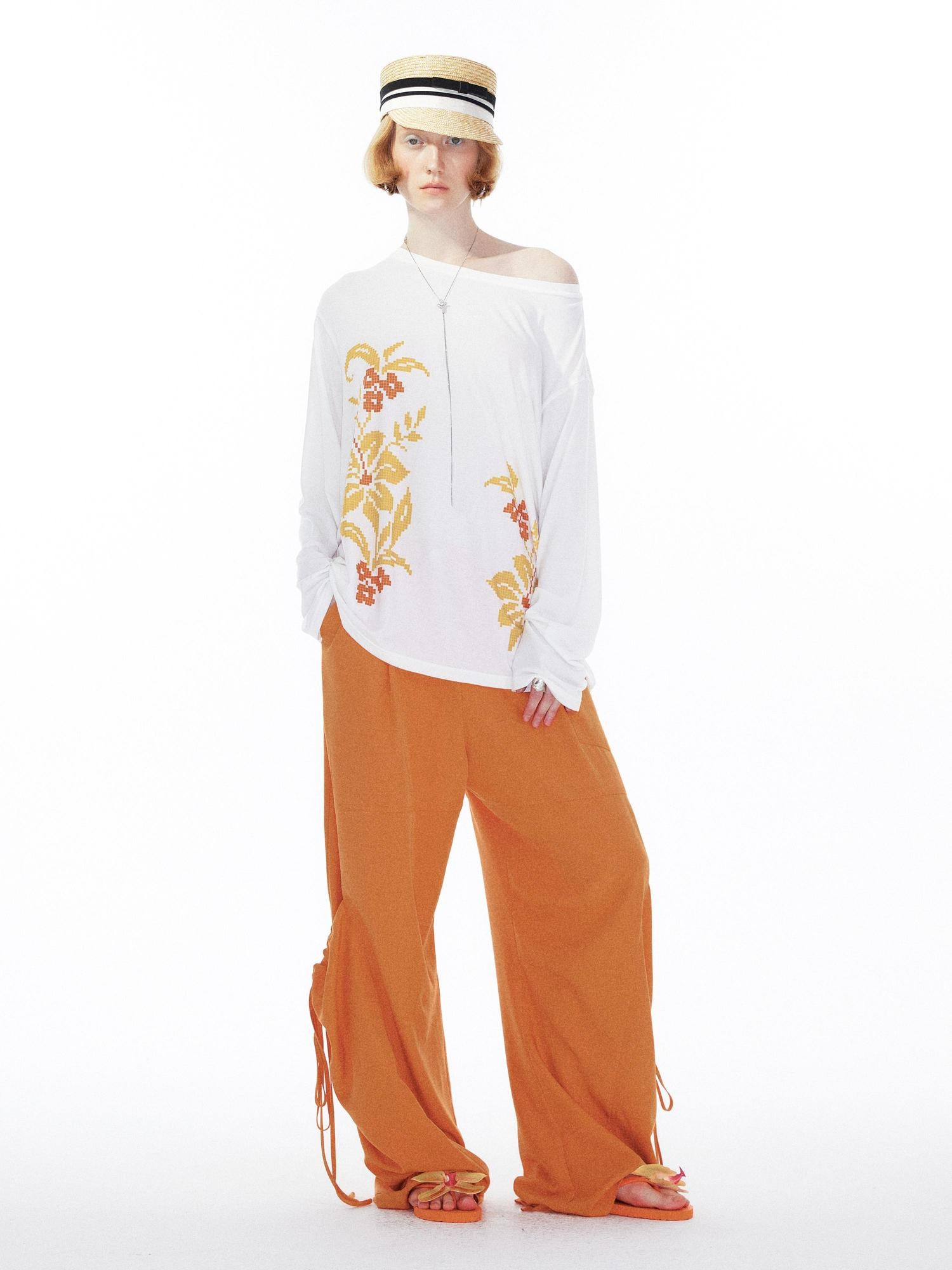 YOSHUYUKI Orange Oversized Pocket Cargo Trousers