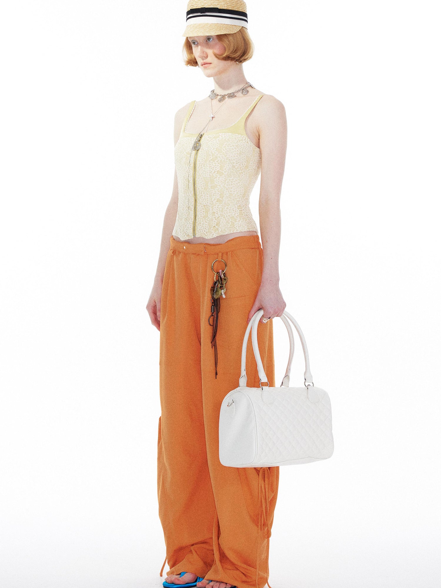 YOSHUYUKI Orange Oversized Pocket Cargo Trousers