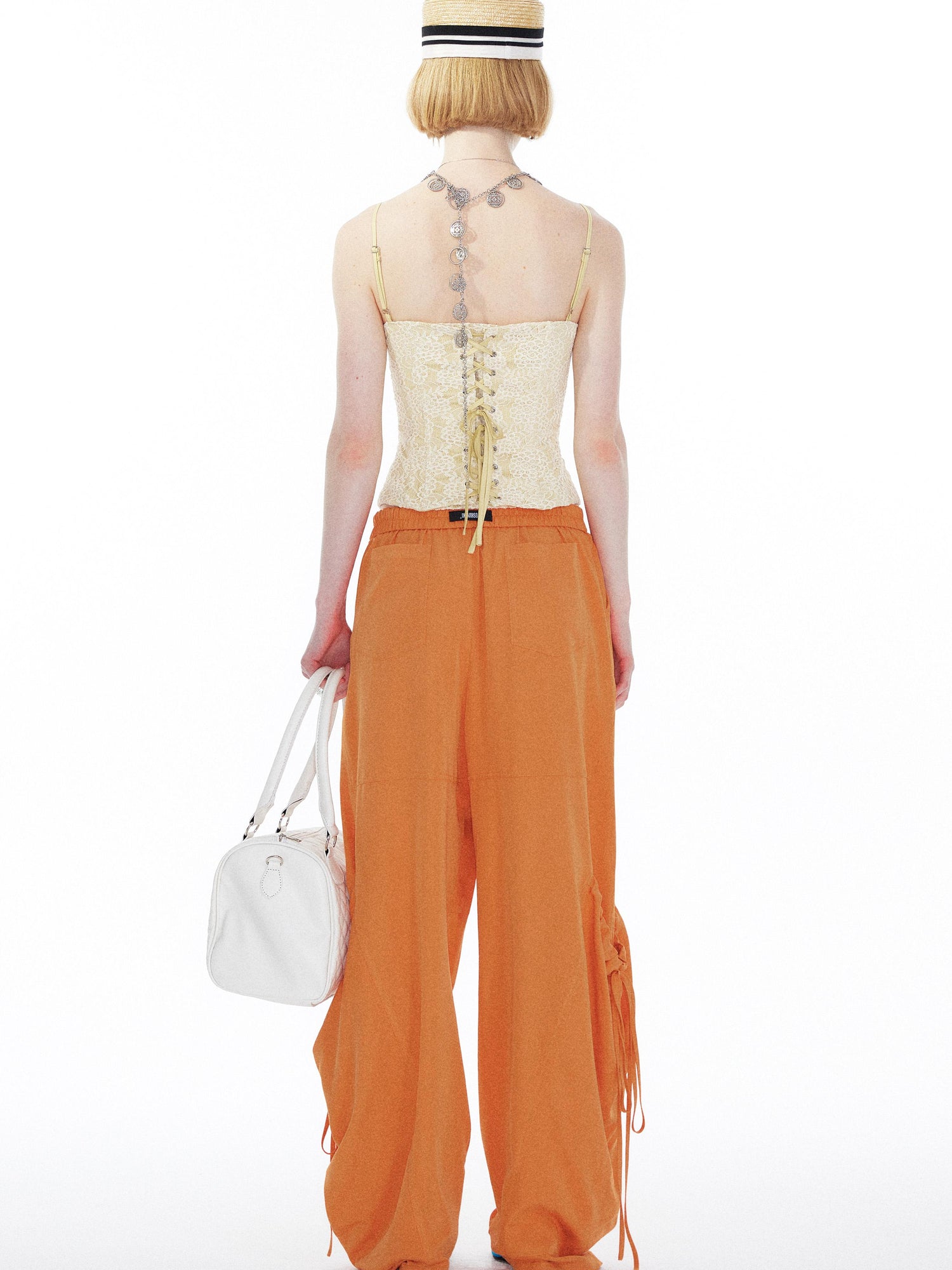 YOSHUYUKI Orange Oversized Pocket Cargo Trousers