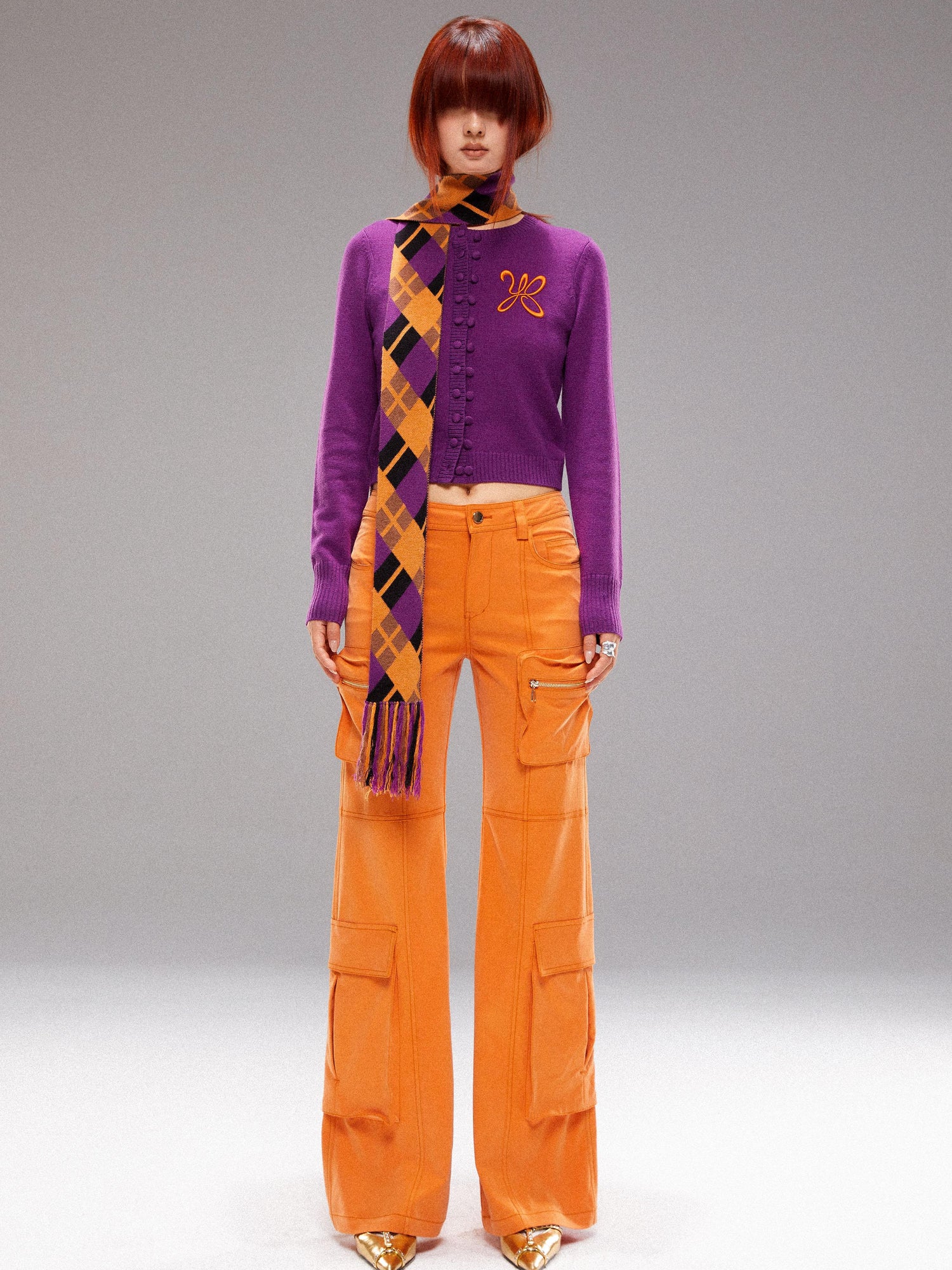 YOSHUYUKI Orange Utility Cargo Pants With 3D Pockets