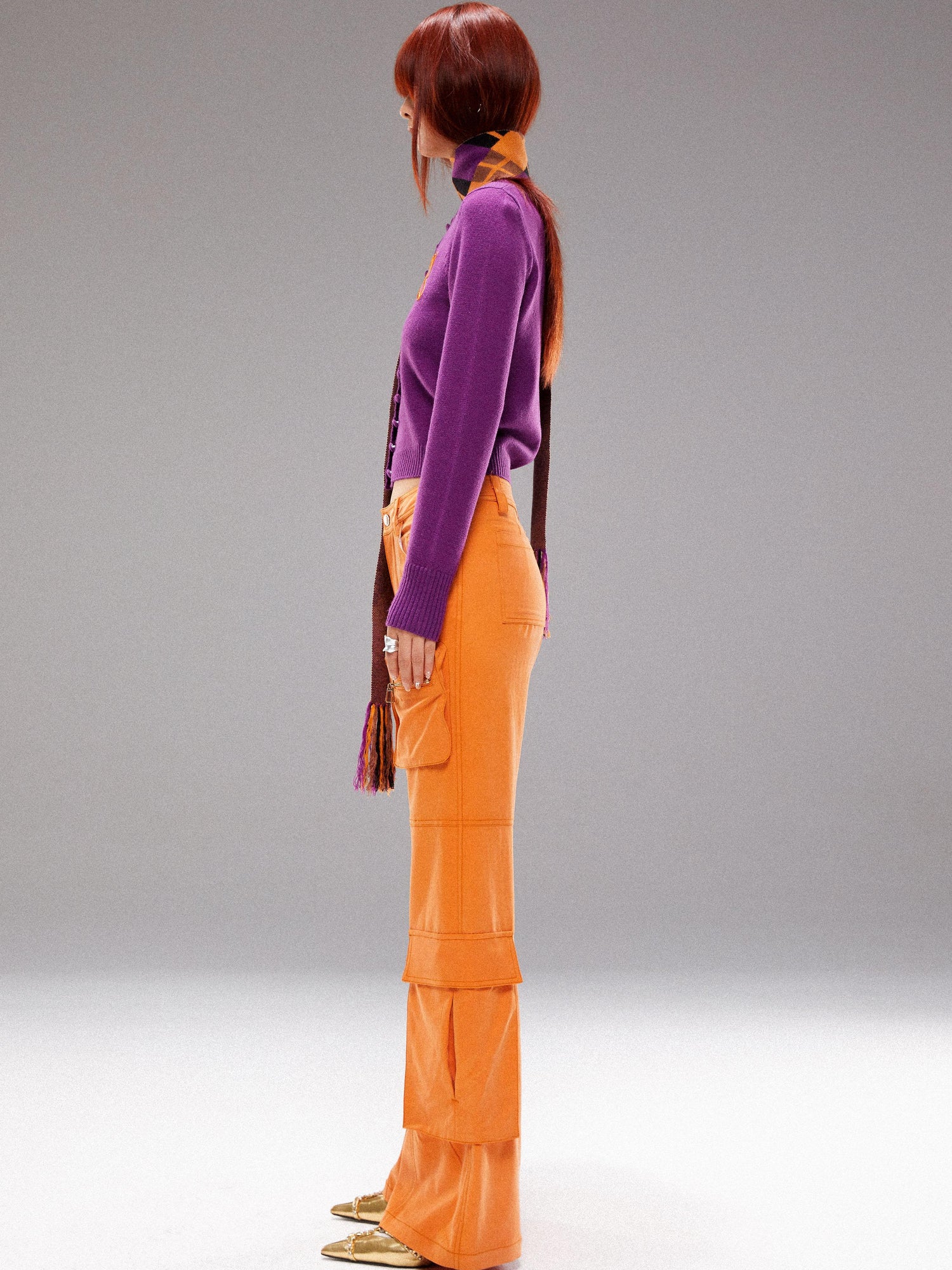 YOSHUYUKI Orange Utility Cargo Pants With 3D Pockets