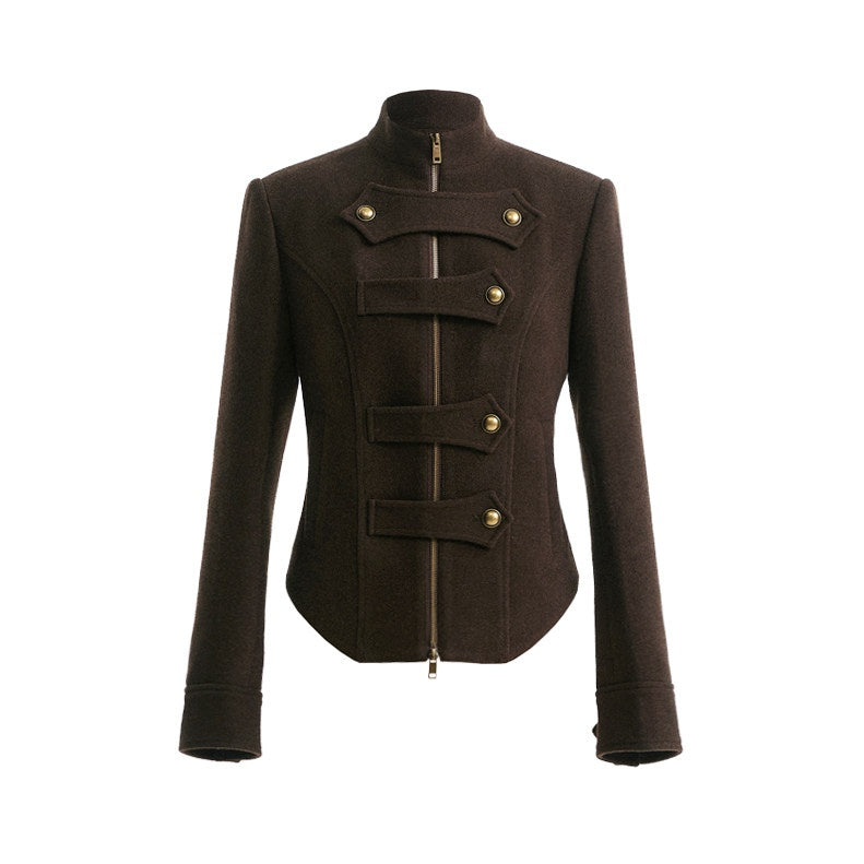 YOSHUYUKI_Original_Design_Slim_Fit_Multi_Strap_Unisex_Polyester_Stand_Collar_Zip_Jacket_MISSTT