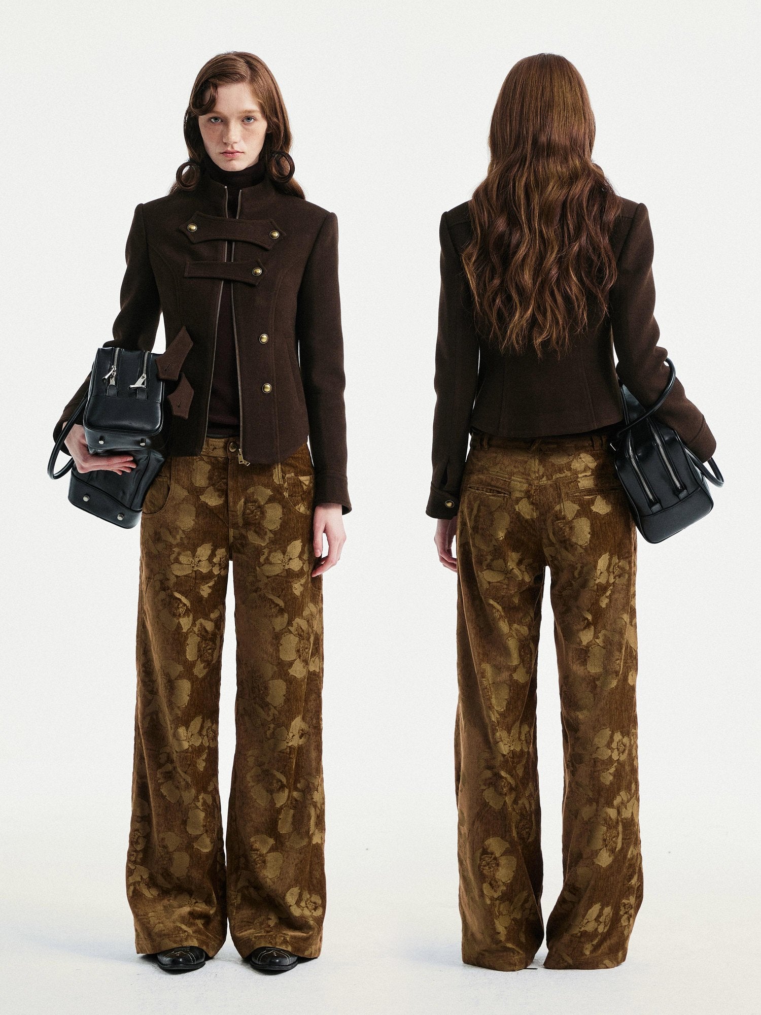 YOSHUYUKI Original Design Slim Fit Multi Strap Unisex Polyester Stand Collar Zip Jacket