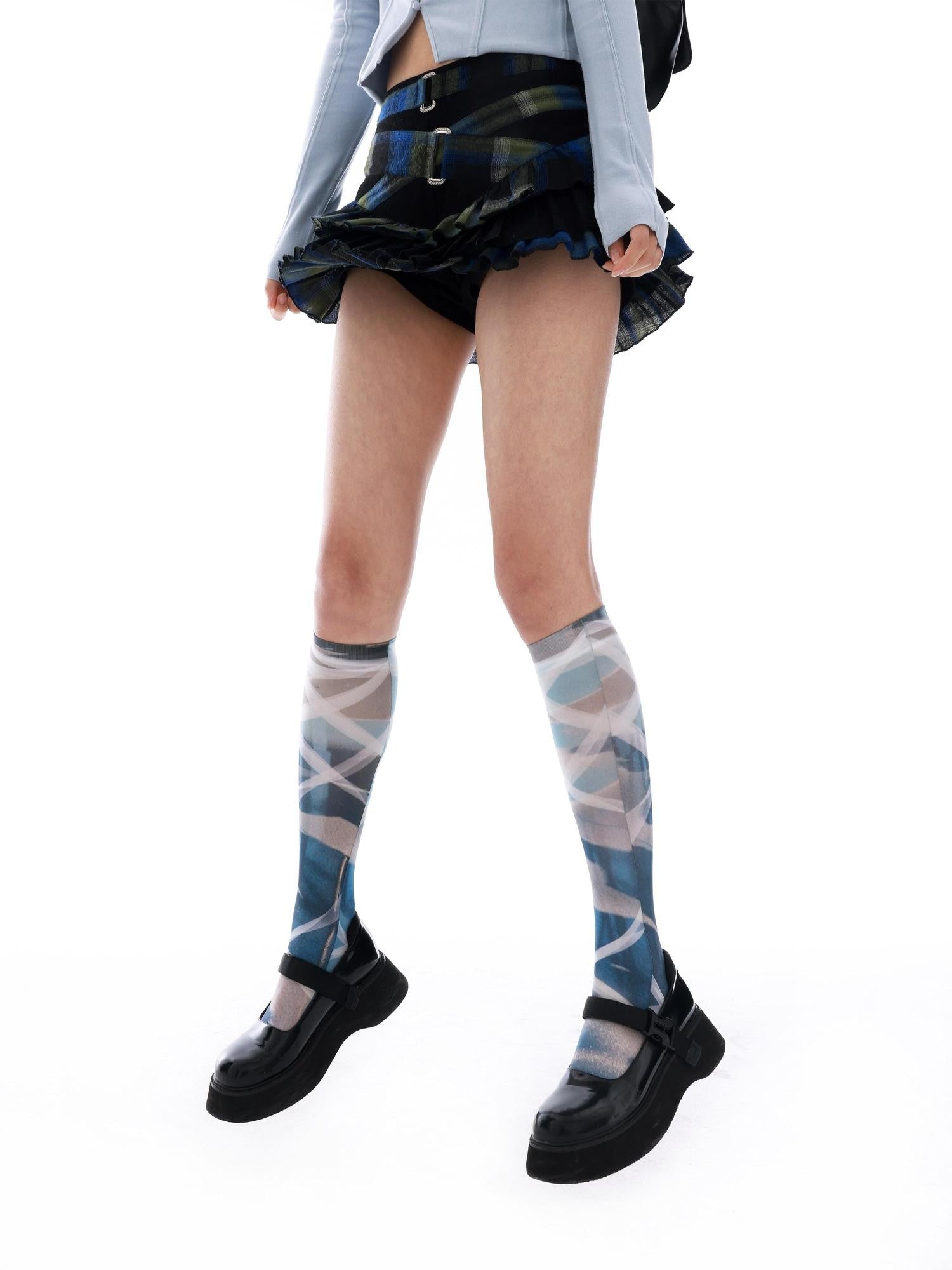 YOSHUYUKI Original Y2k Versatile Unique Print Mid Calf Women&