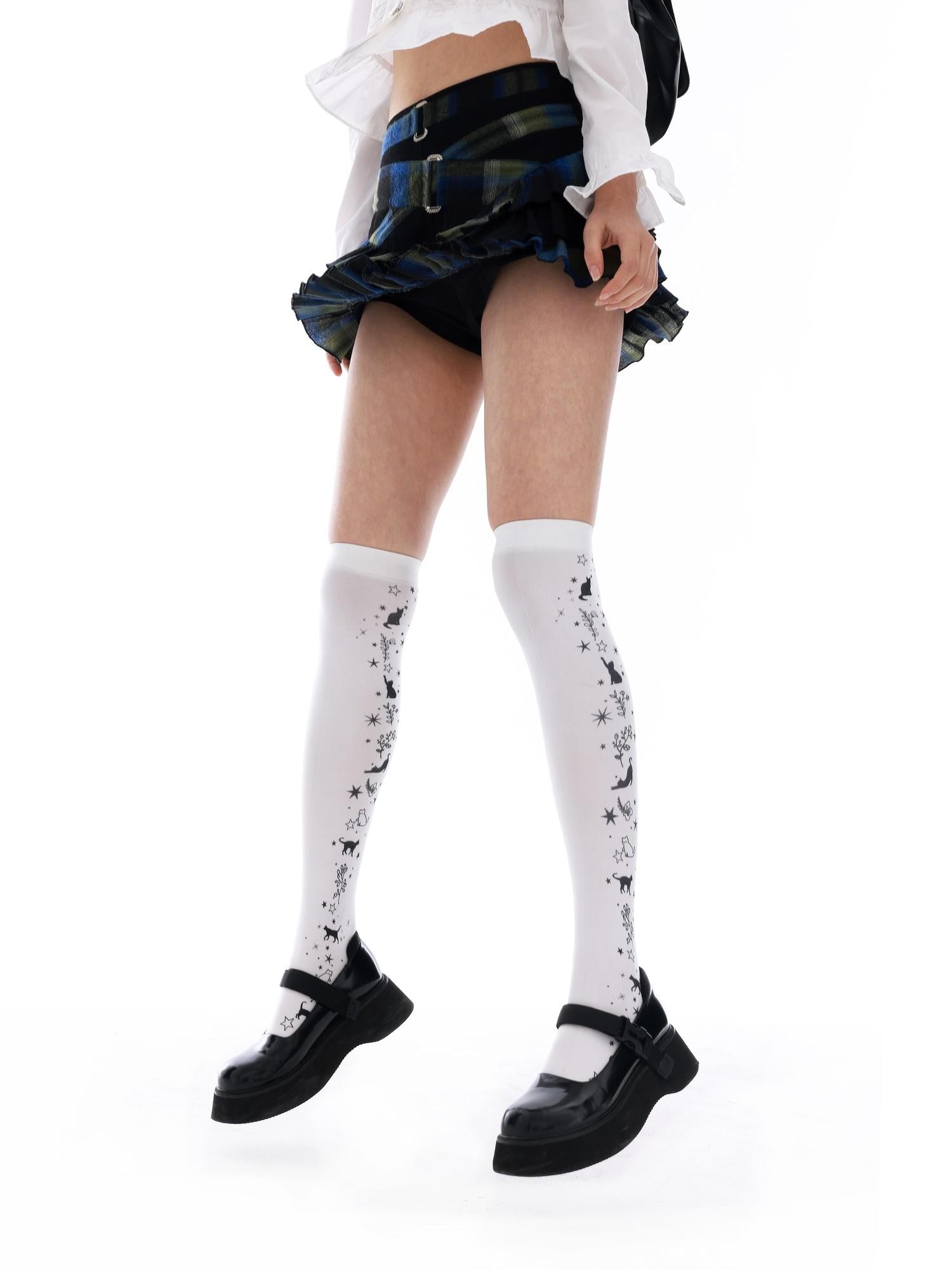 YOSHUYUKI Original Y2k Versatile Unique Print Mid Calf Women&