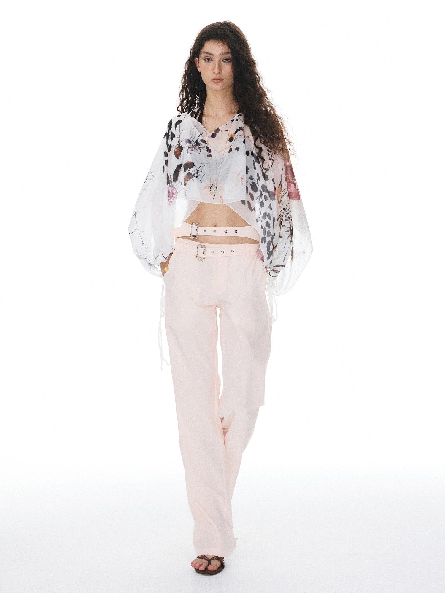 YOSHUYUKI Pink Double Waistband Low Rise Women&