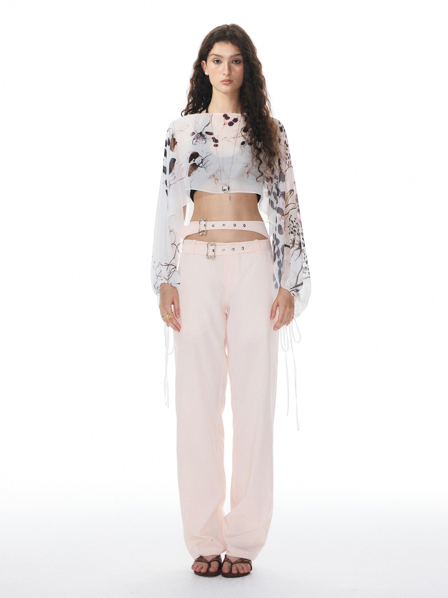 YOSHUYUKI Pink Double Waistband Low Rise Women&