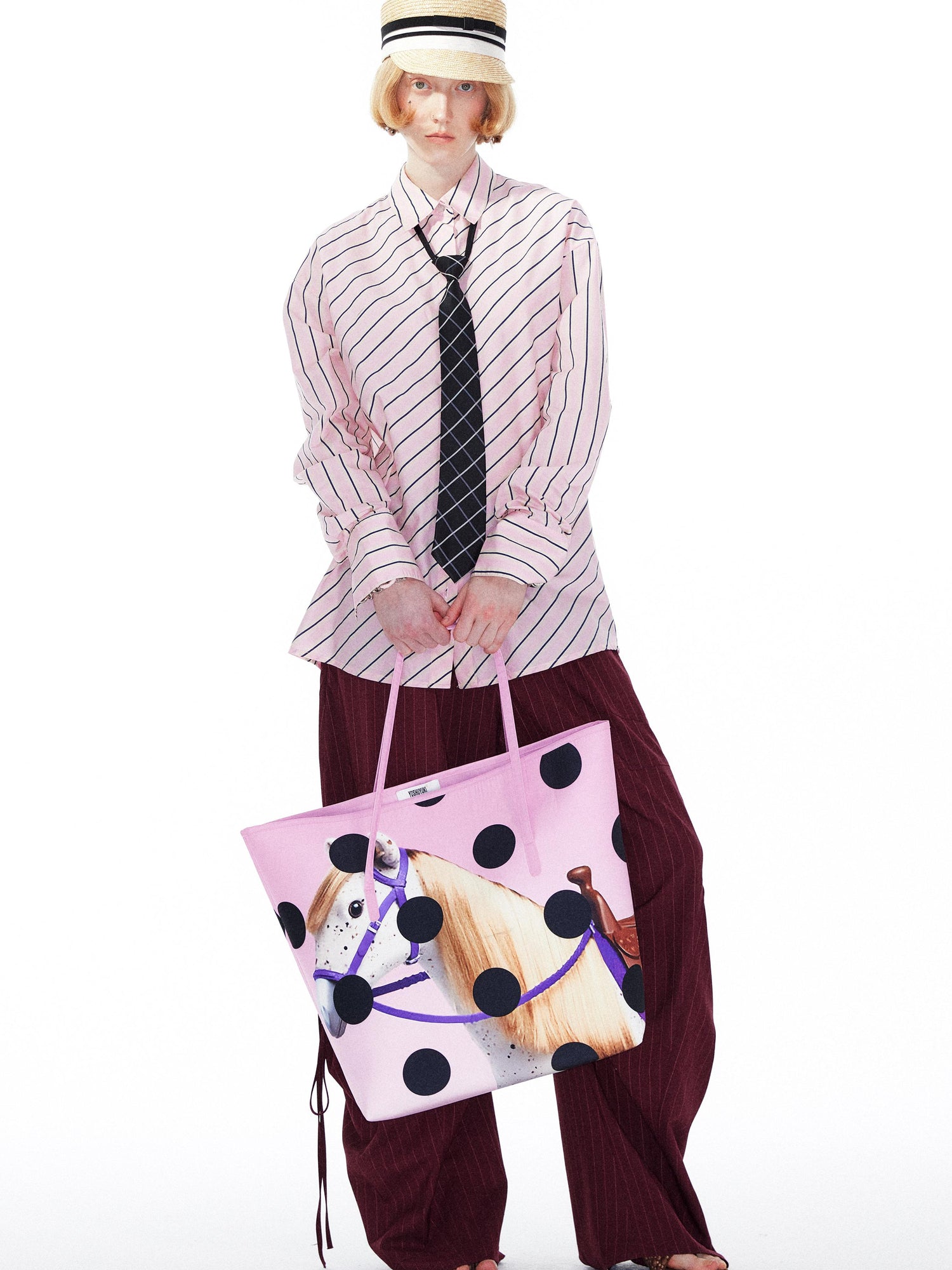 YOSHUYUKI Polka Dot Pony Print Tote Bag