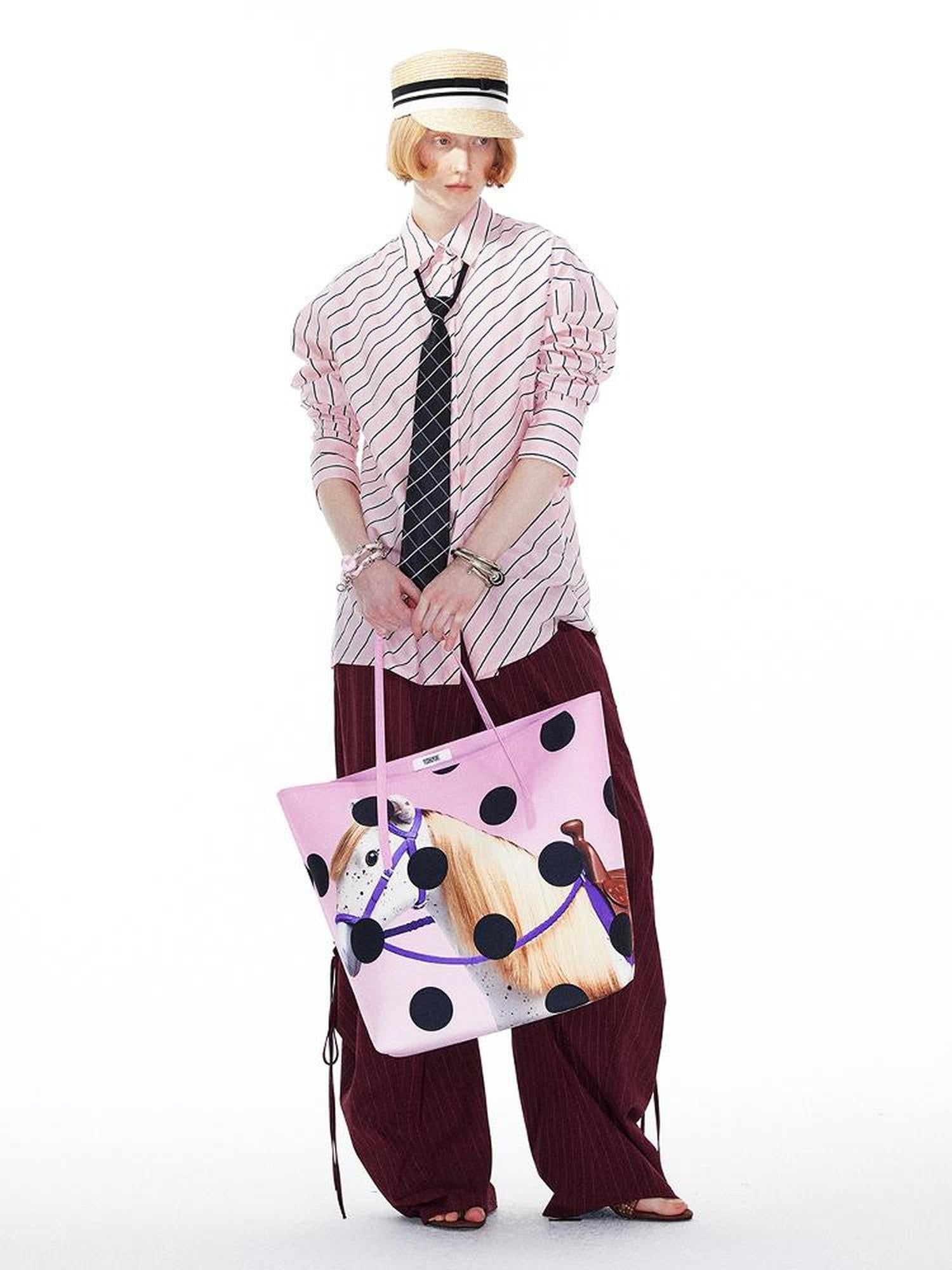 YOSHUYUKI Polka Dot Pony Print Tote Bag