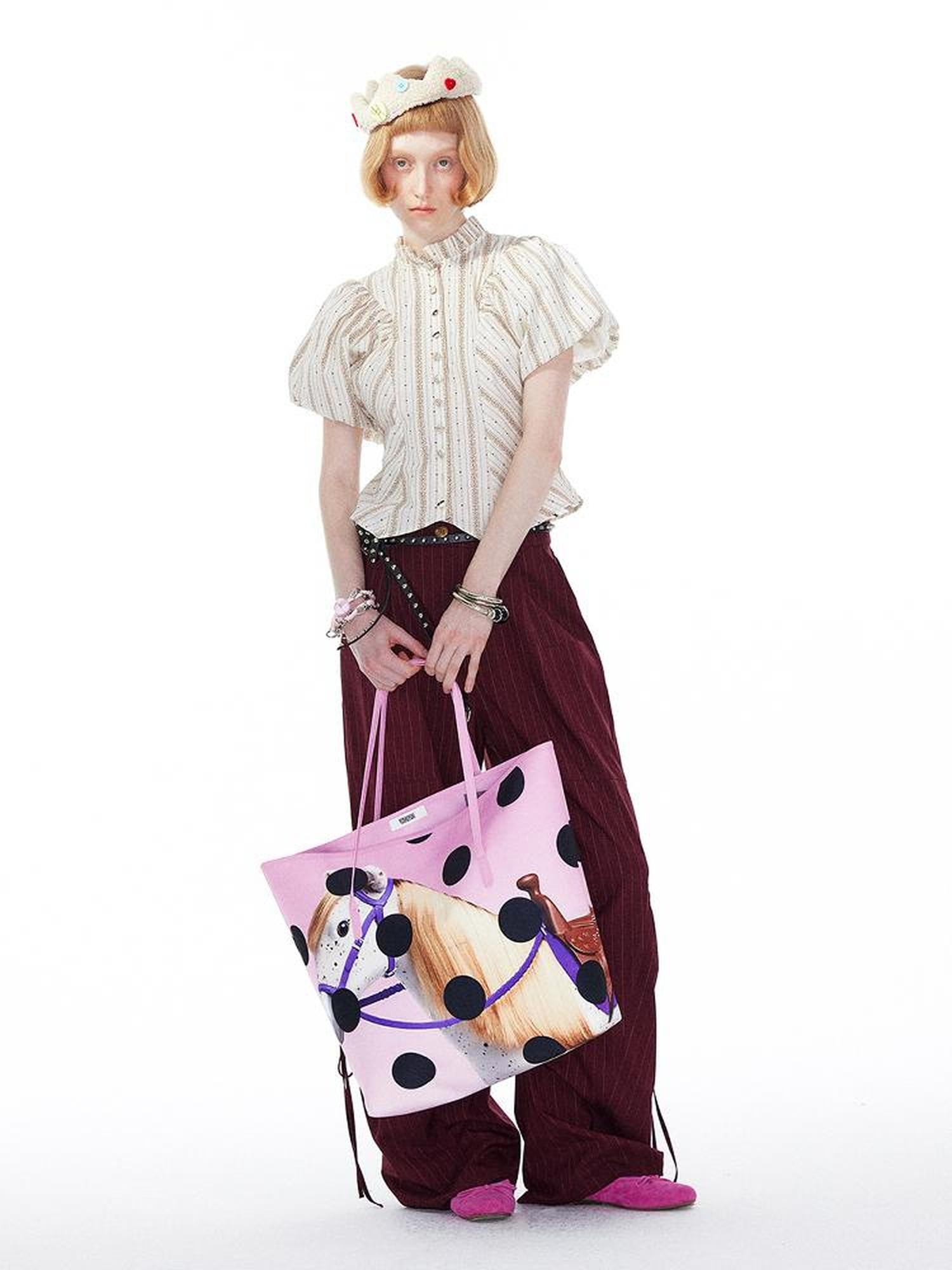 YOSHUYUKI Polka Dot Pony Print Tote Bag