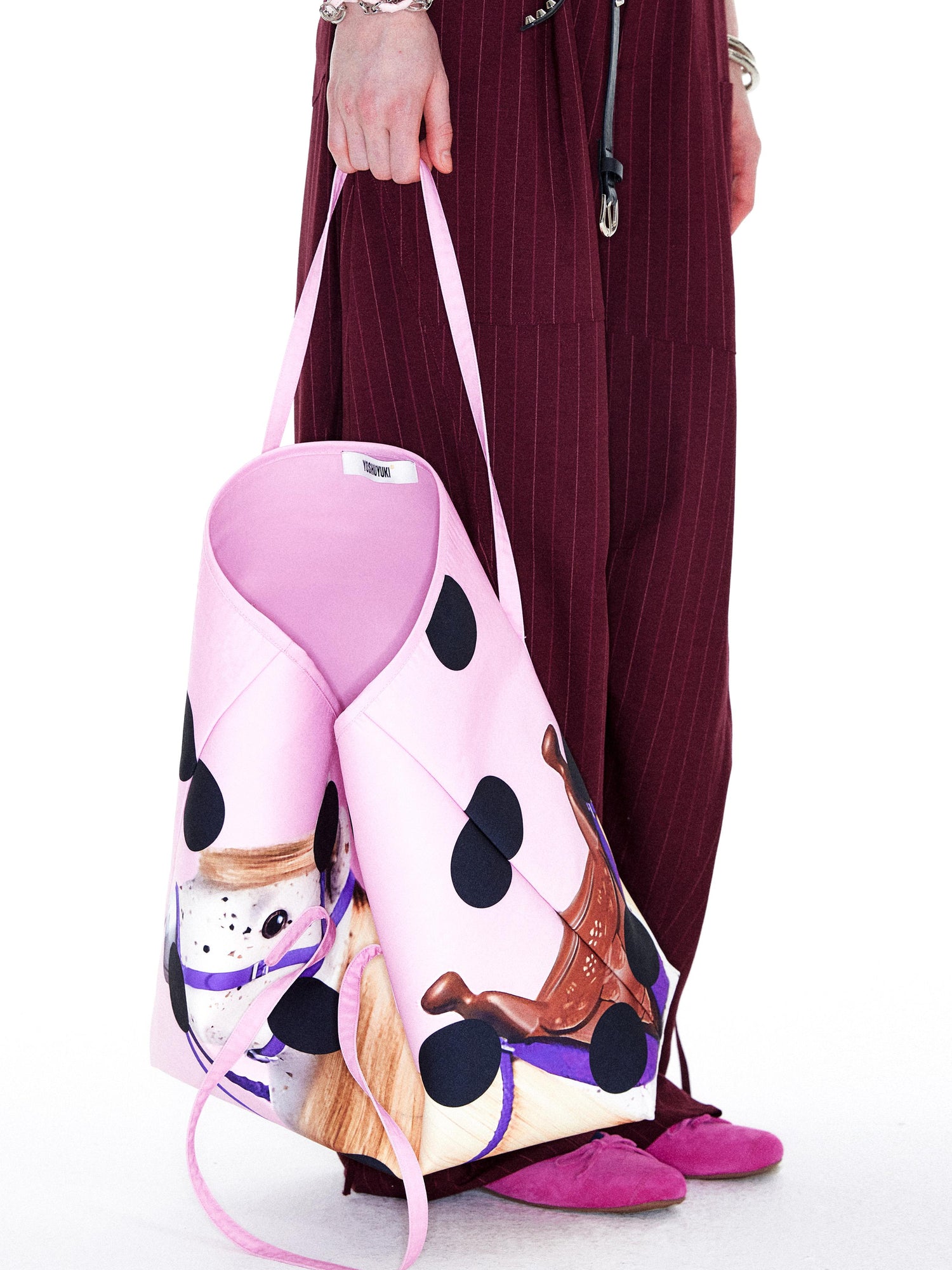 YOSHUYUKI Polka Dot Pony Print Tote Bag
