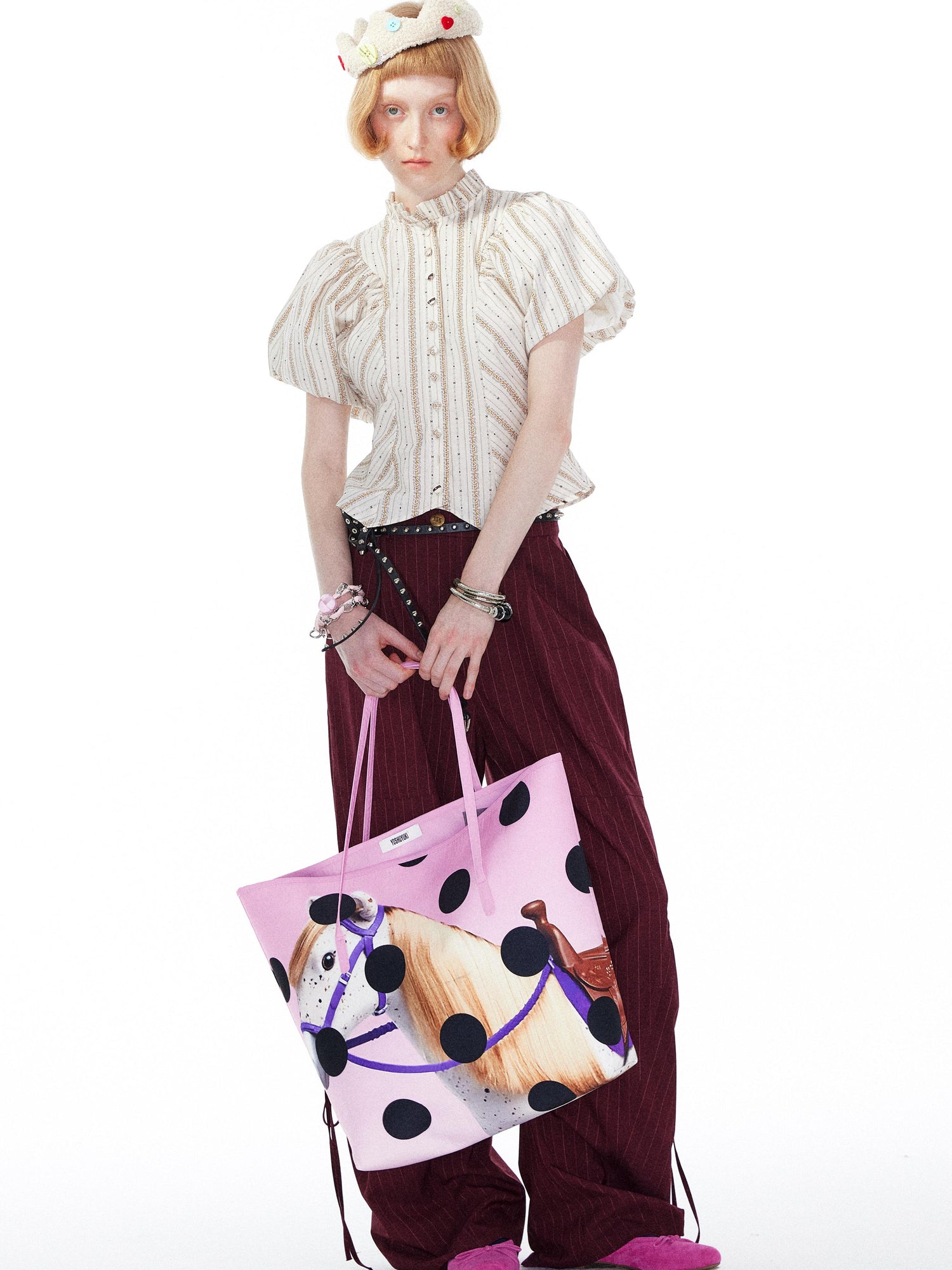 YOSHUYUKI Polka Dot Pony Print Tote Bag