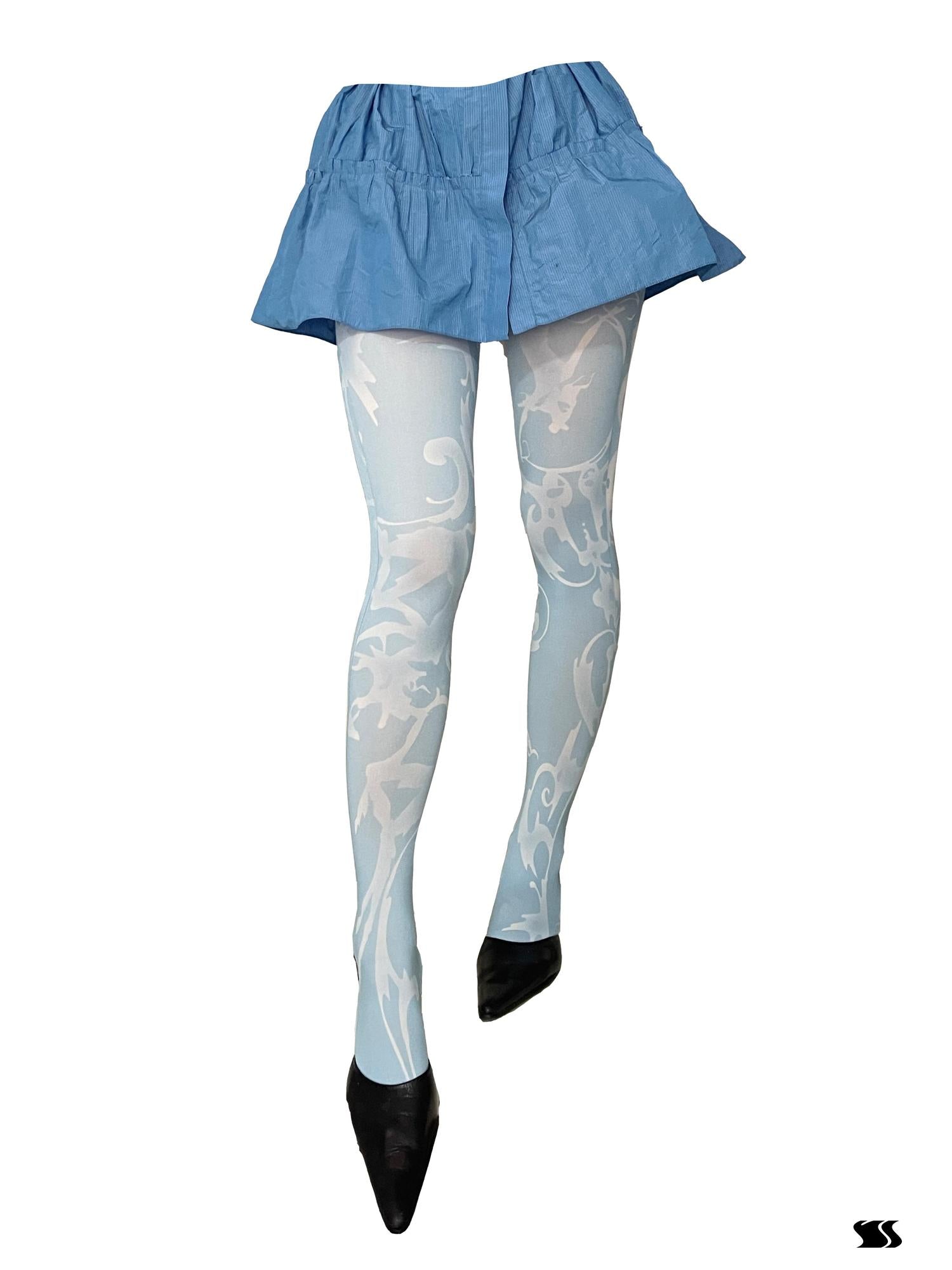 YOSHUYUKI Print Tights With Contrast Crotch Design
