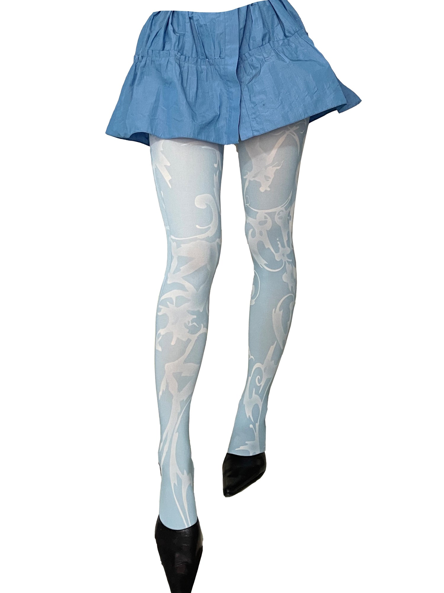 YOSHUYUKI Print Tights With Contrast Crotch Design