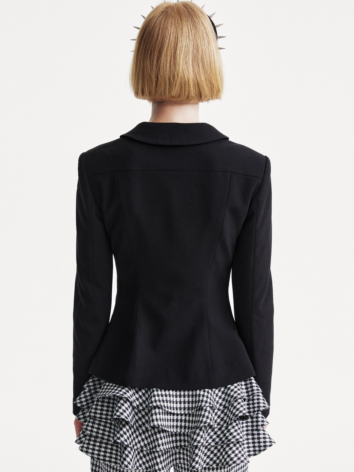 YOSHUYUKI Punk Rhinestone Waist Black Blazer