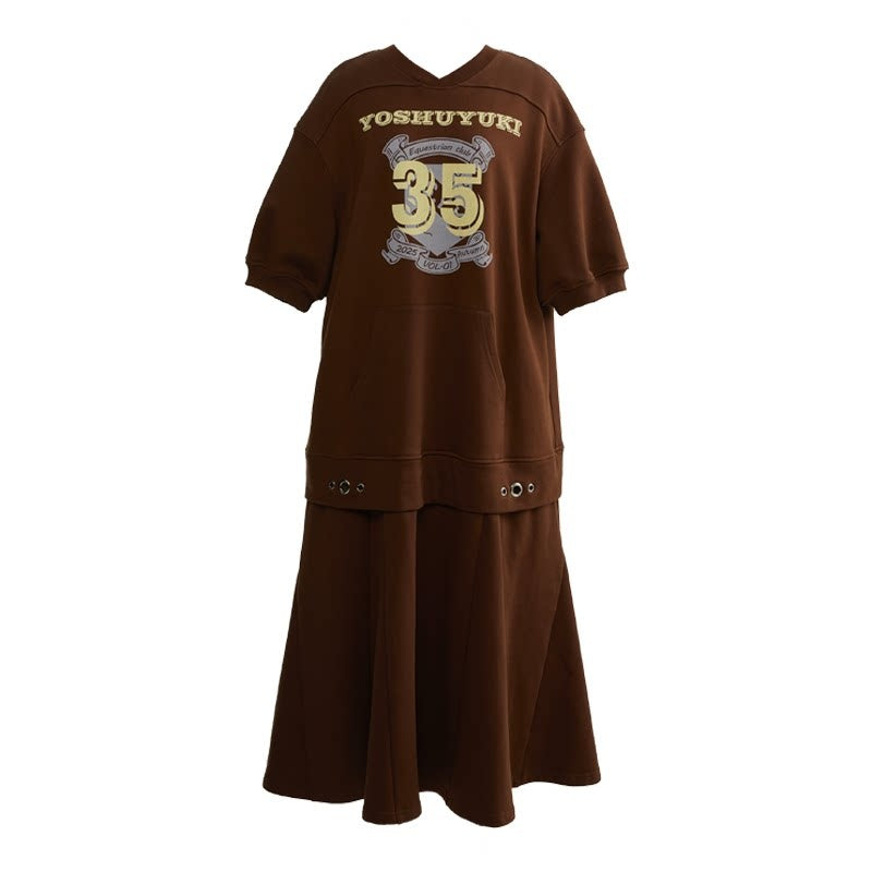 YOSHUYUKI_Pure_Cotton_Vintage_A_Line_Printed_Layered_Loose_Mid_Sleeve_Brown_Midi_Dresses_MISSTT