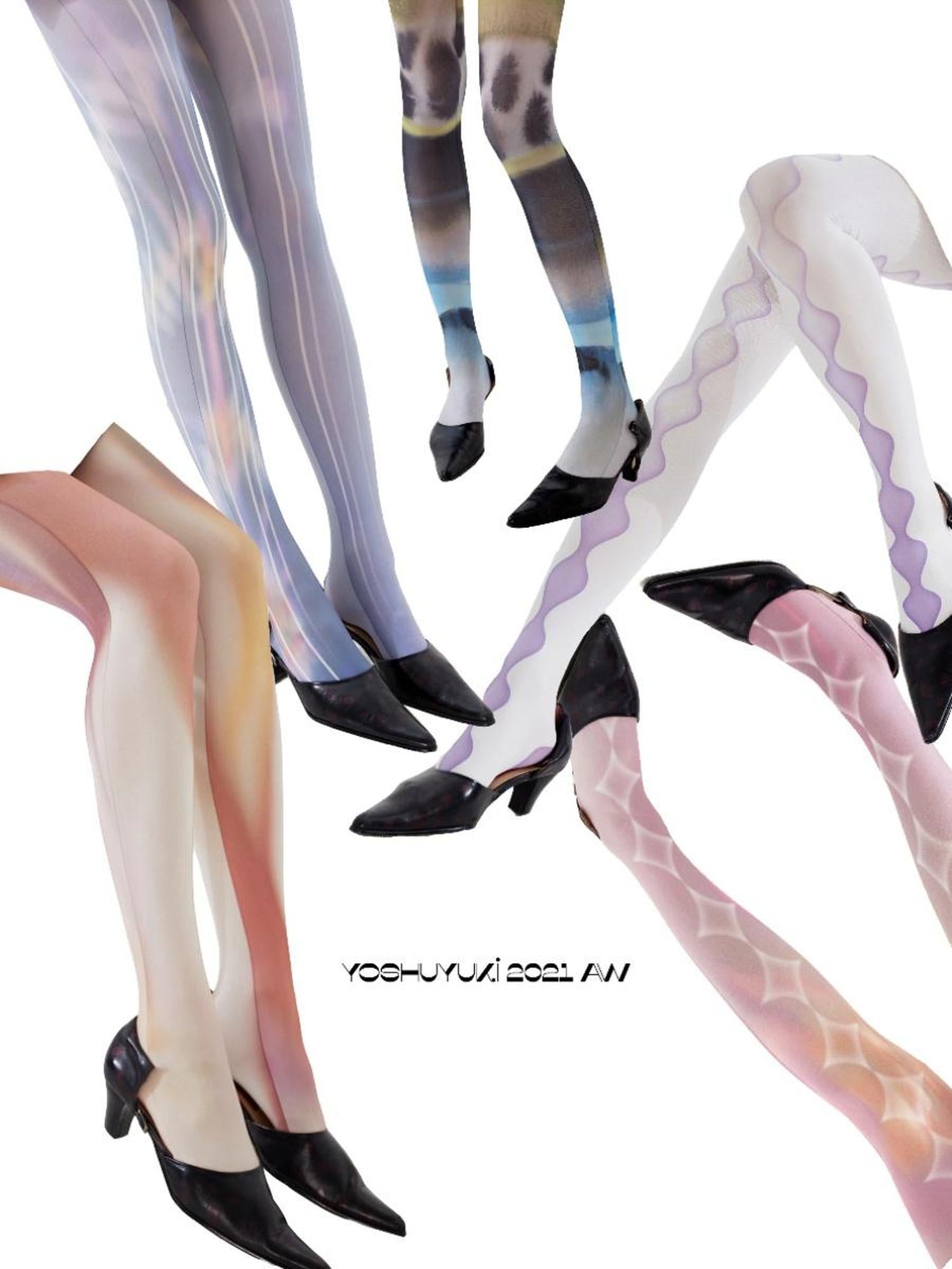 YOSHUYUKI Sexy Colorful Print Opaque Tights 120d All Over Pattern