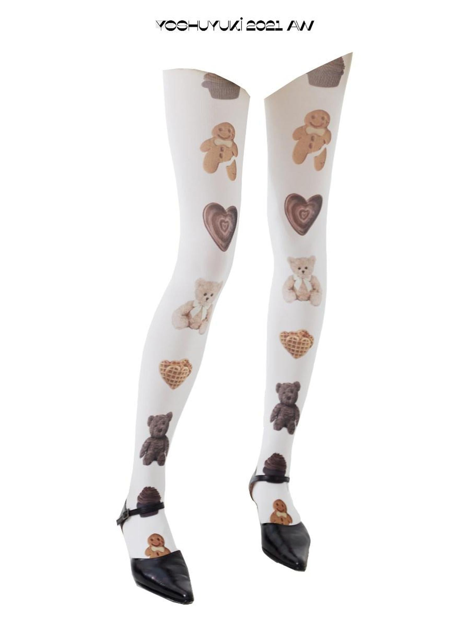 YOSHUYUKI Sexy Colorful Print Opaque Tights 120d All Over Pattern