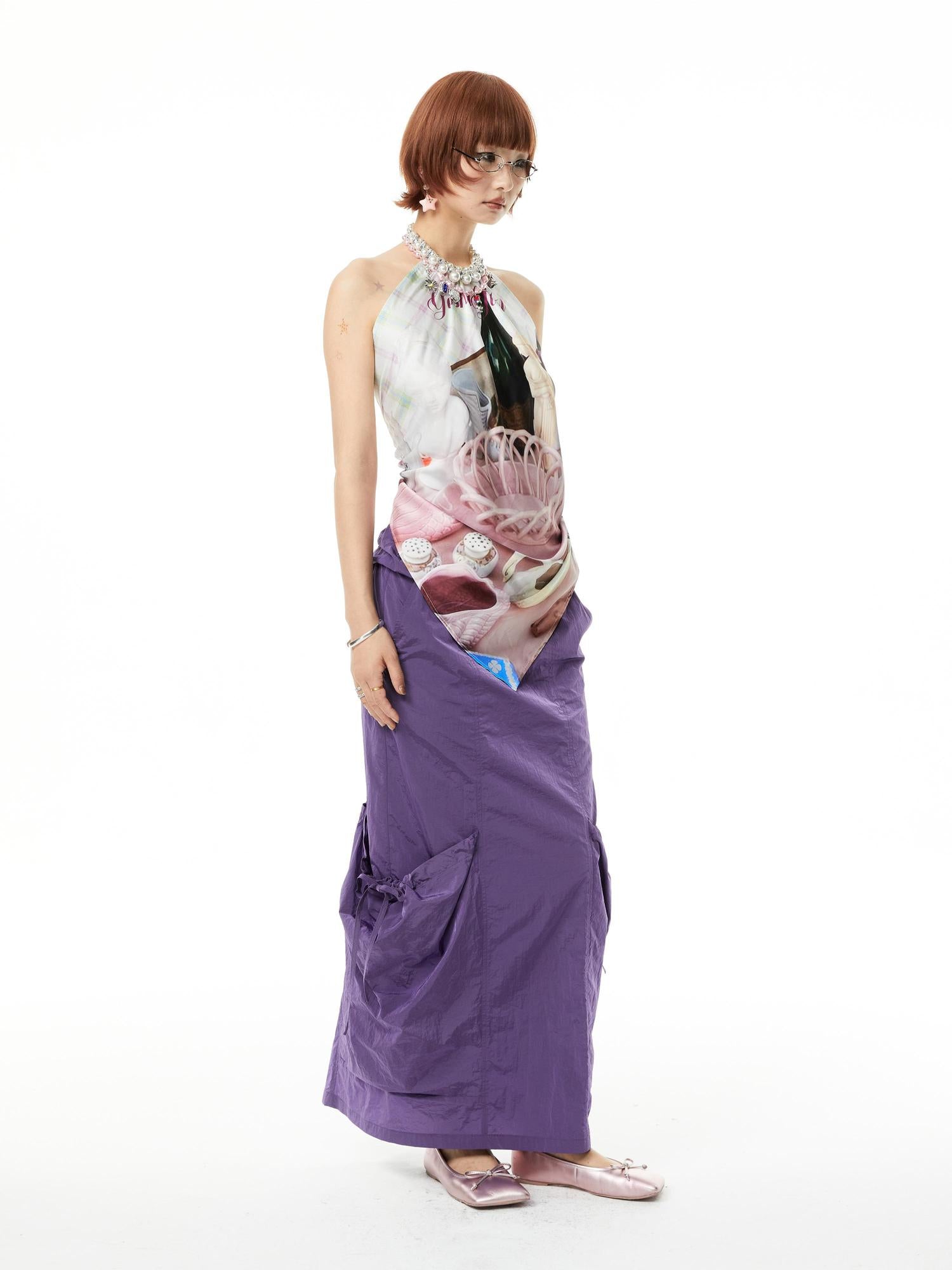 YOSHUYUKI Straight Leg Utility Skirt With Side Pockets