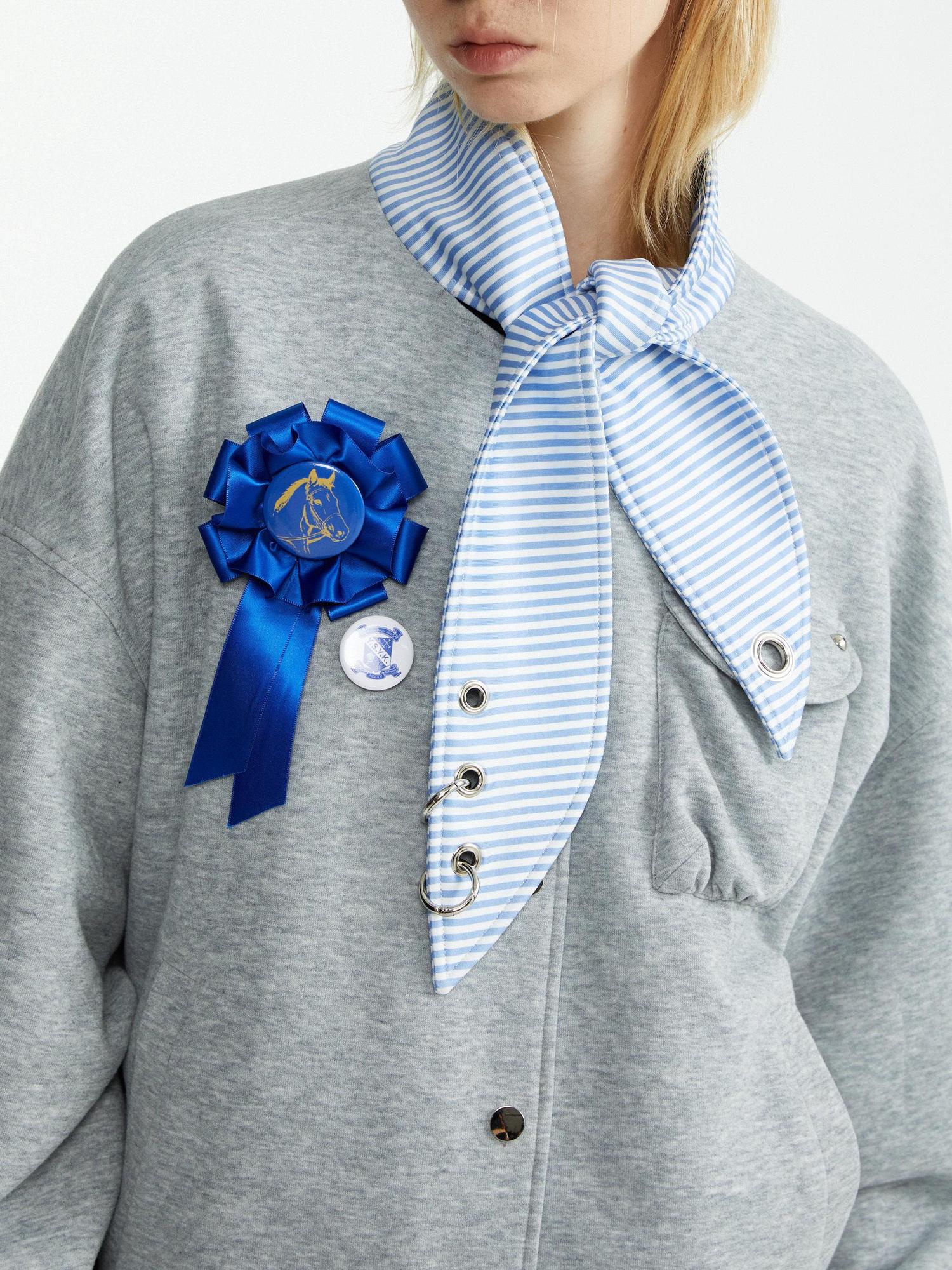 YOSHUYUKI Stretch Lightweight Loose Fit Street Style Round Neck Button Front Gray Jacket