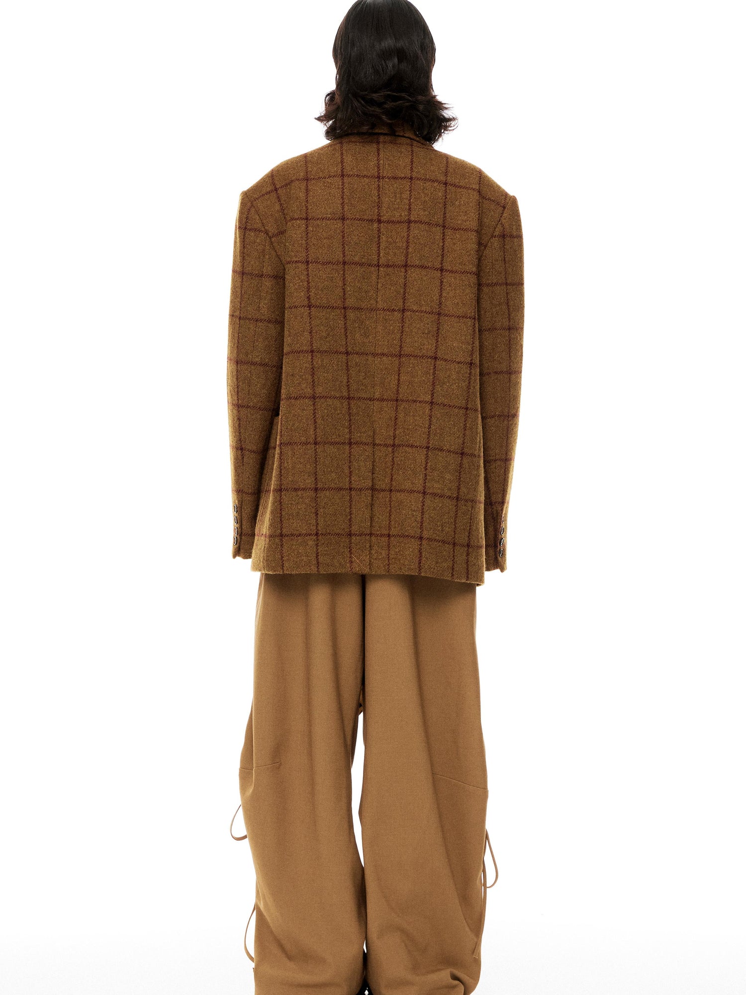 YOSHUYUKI Vintage Brown Check Wool Suit Jacket
