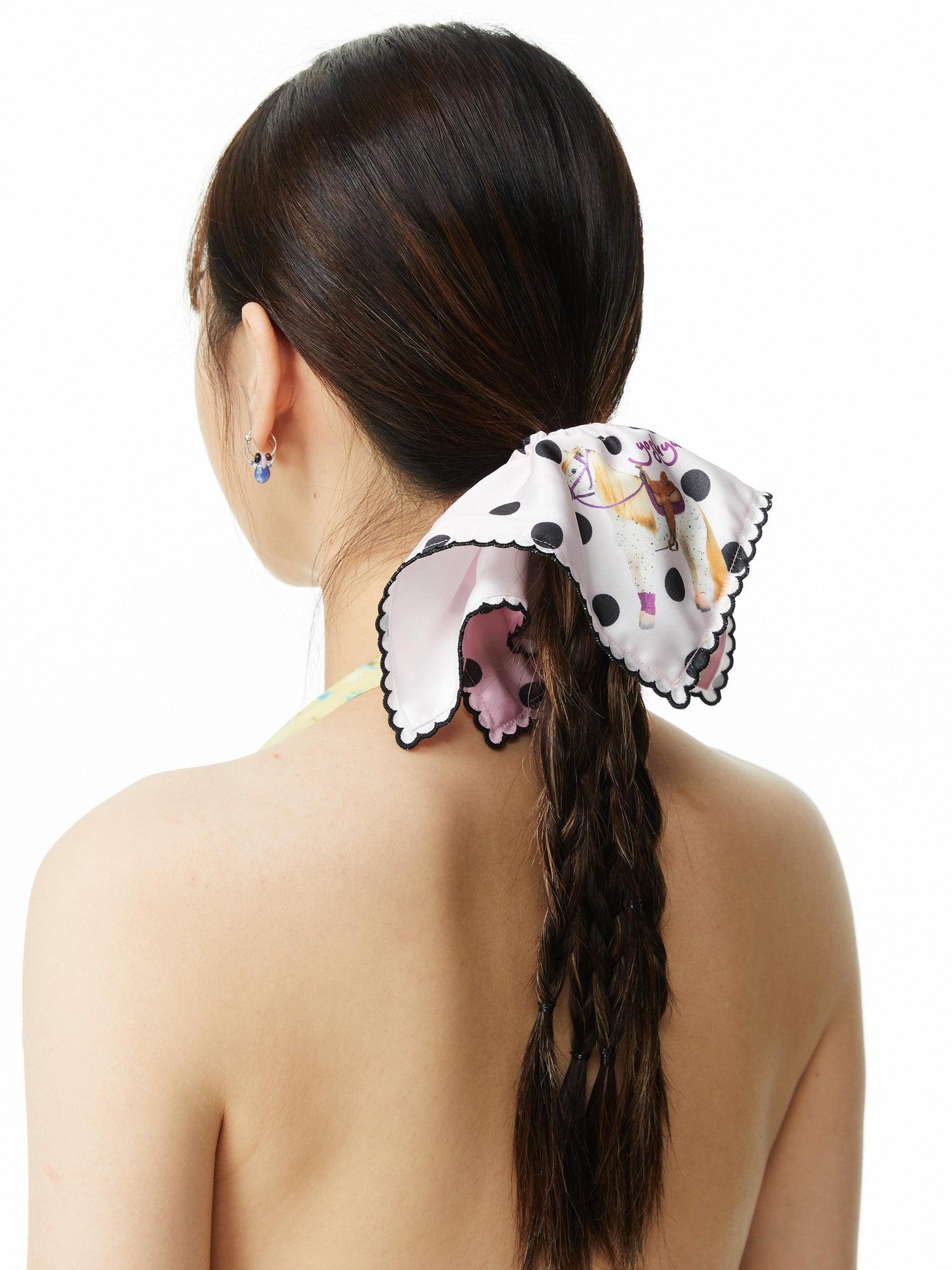 Vintage Polka Dot Pony Print Scarf Tie Hair Accessory