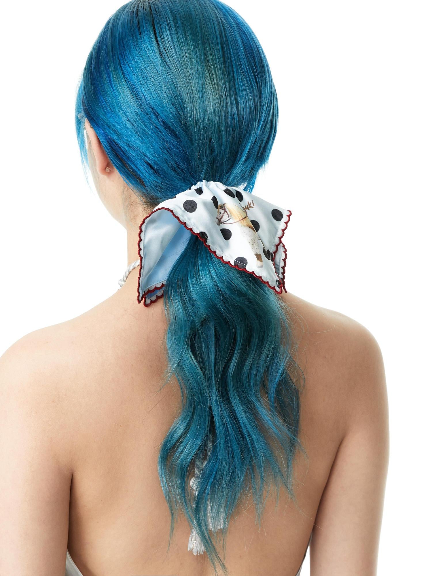 Vintage Polka Dot Pony Print Scarf Tie Hair Accessory