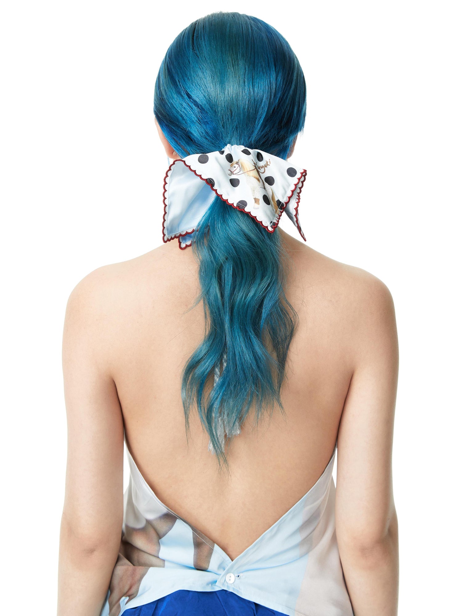 Vintage Polka Dot Pony Print Scarf Tie Hair Accessory