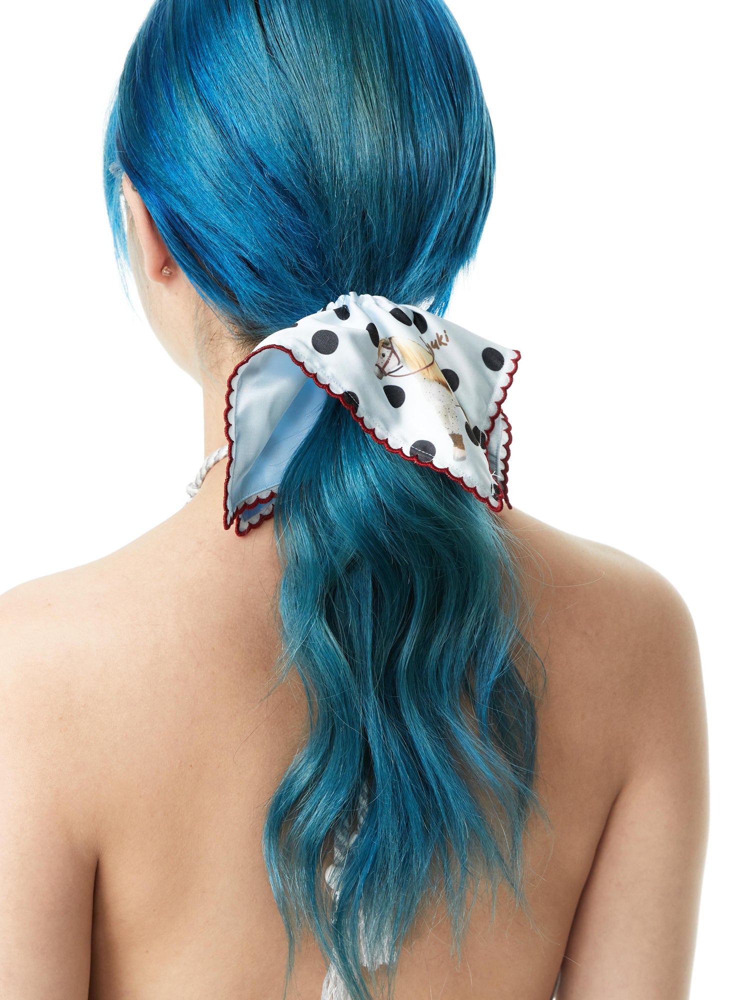 Vintage Polka Dot Pony Print Scarf Tie Hair Accessory