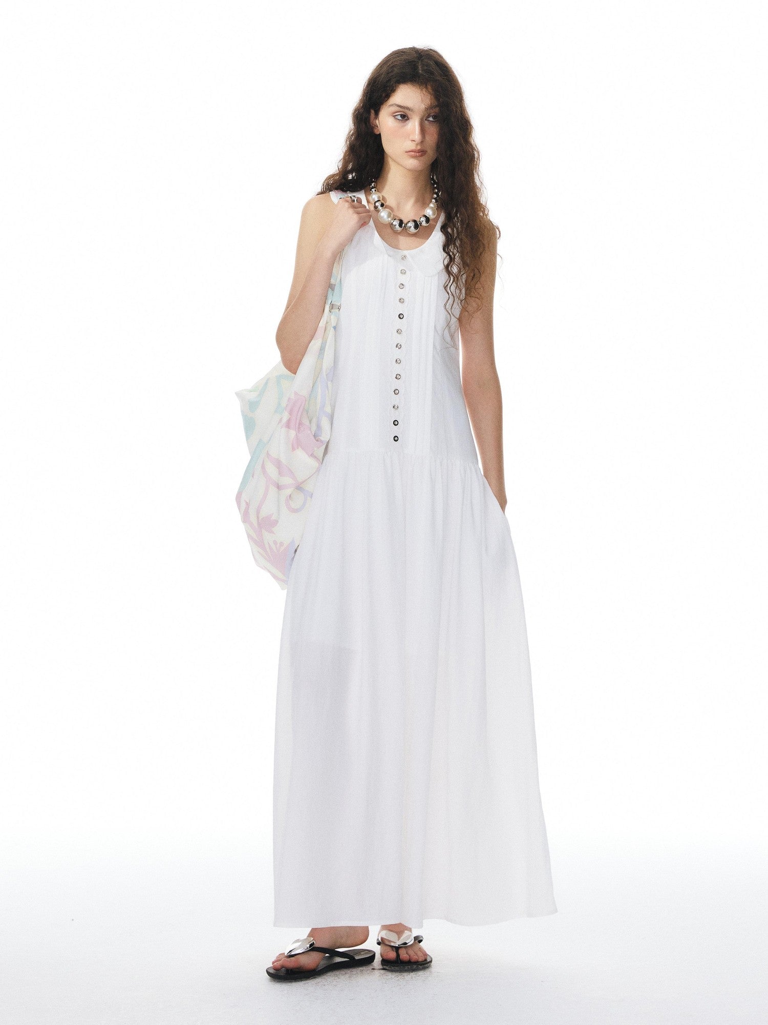 YOSHUYUKI White Low Neck Raglan Tank A Line Women&