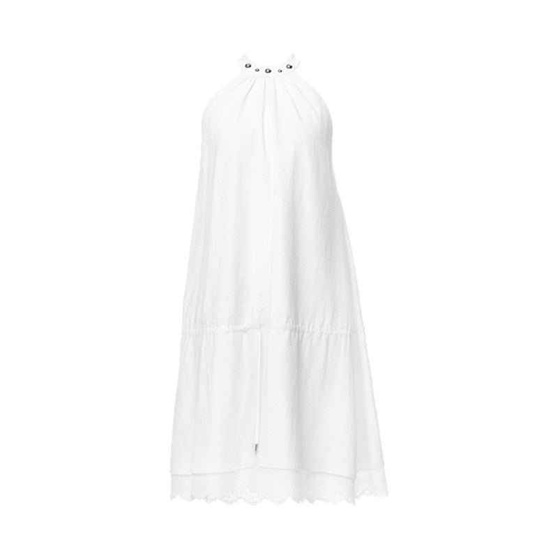 YOSHUYUKI_White_Studded_Drawstring_Low_Rise_A_Line_Women&