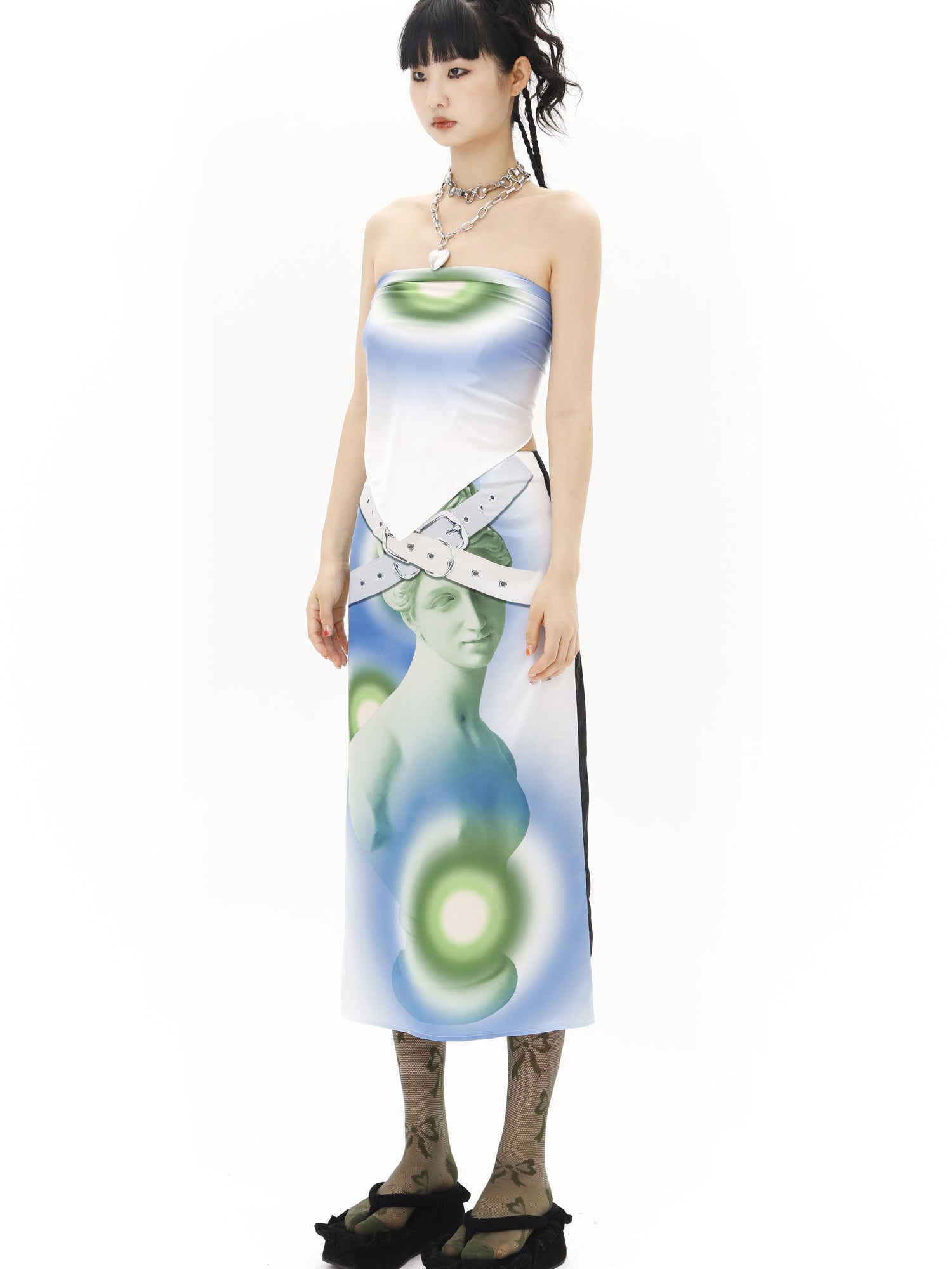 YOSHUYUKI Y2K Floral Print Scarf Retro Silk Square Head Wrap
