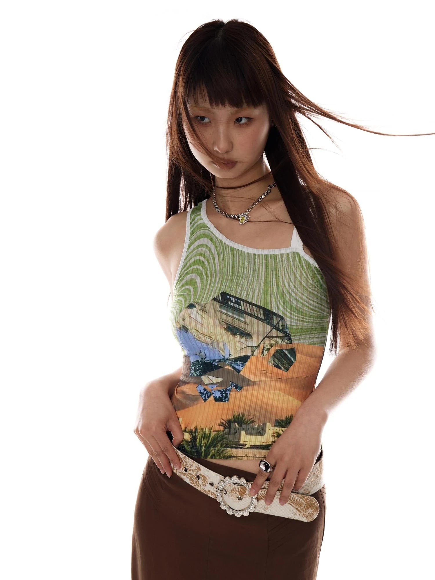 Y2k Stripe Jacquard Slim Fit Vintage Vest