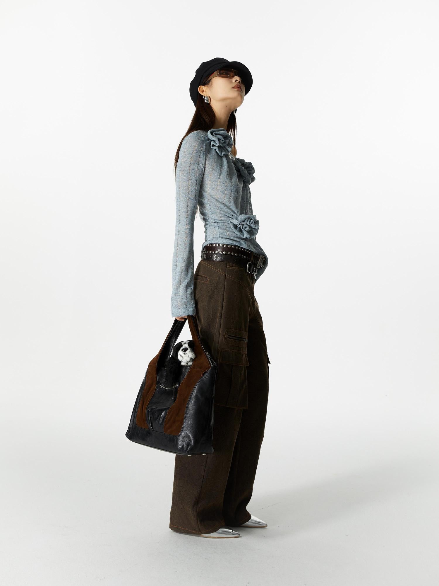 YOSHUYUKI Yoshuyuki 3D Floral Embroidered Relaxed Knit Shirt