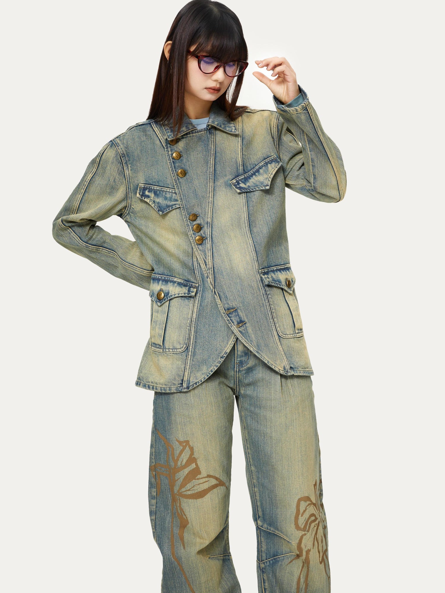 YOSHUYUKI Yoshuyuki Deconstructed Denim Sport Top Blue Green