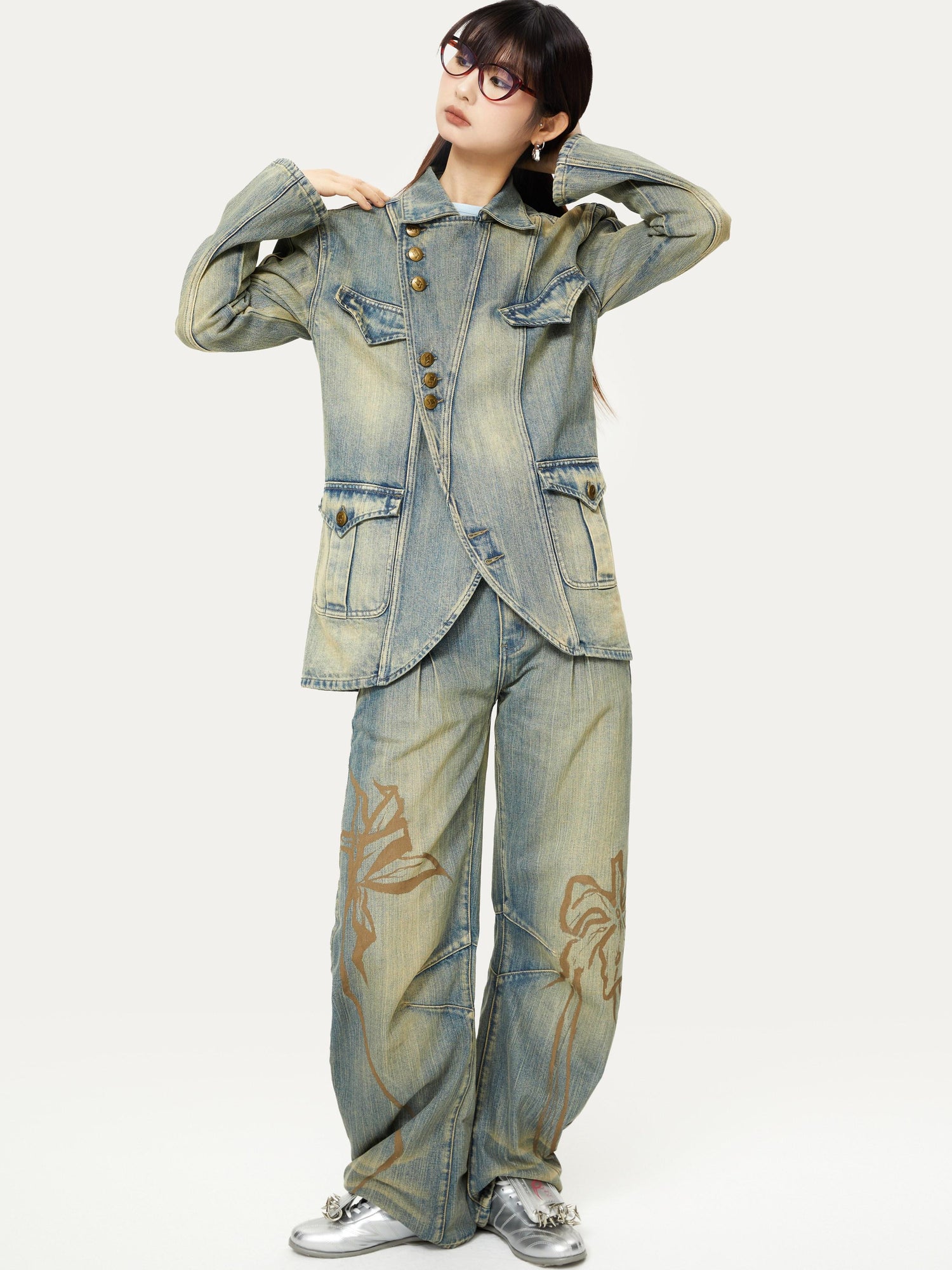 YOSHUYUKI Yoshuyuki Deconstructed Denim Sport Top Blue Green