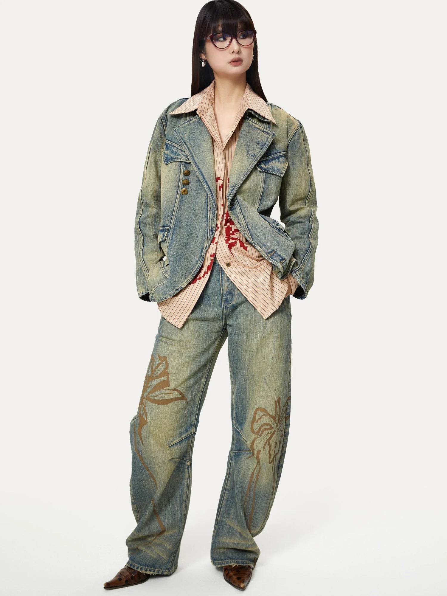 Deconstructed Denim Sport Top Blue Green
