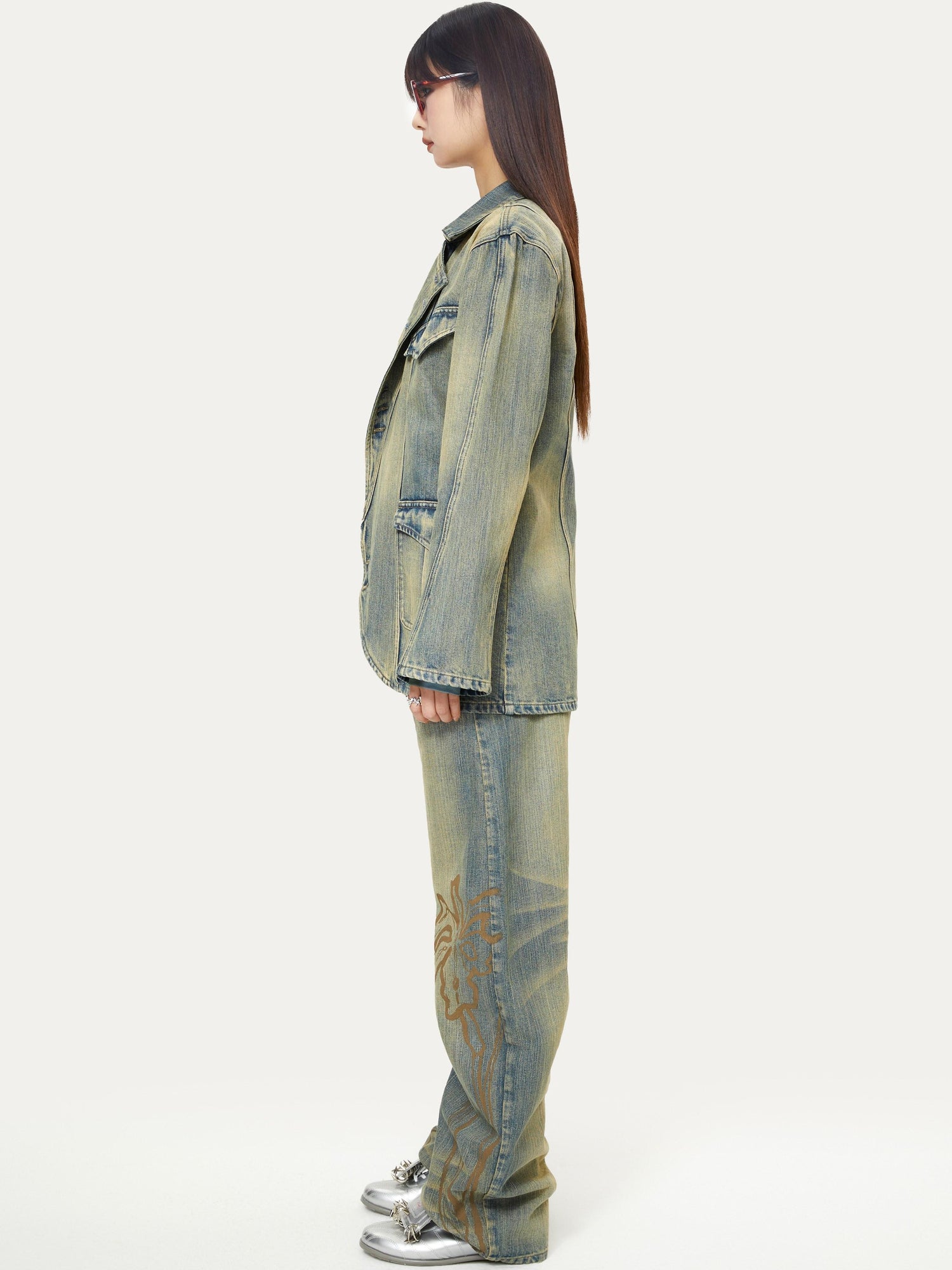 YOSHUYUKI Yoshuyuki Deconstructed Denim Sport Top Blue Green