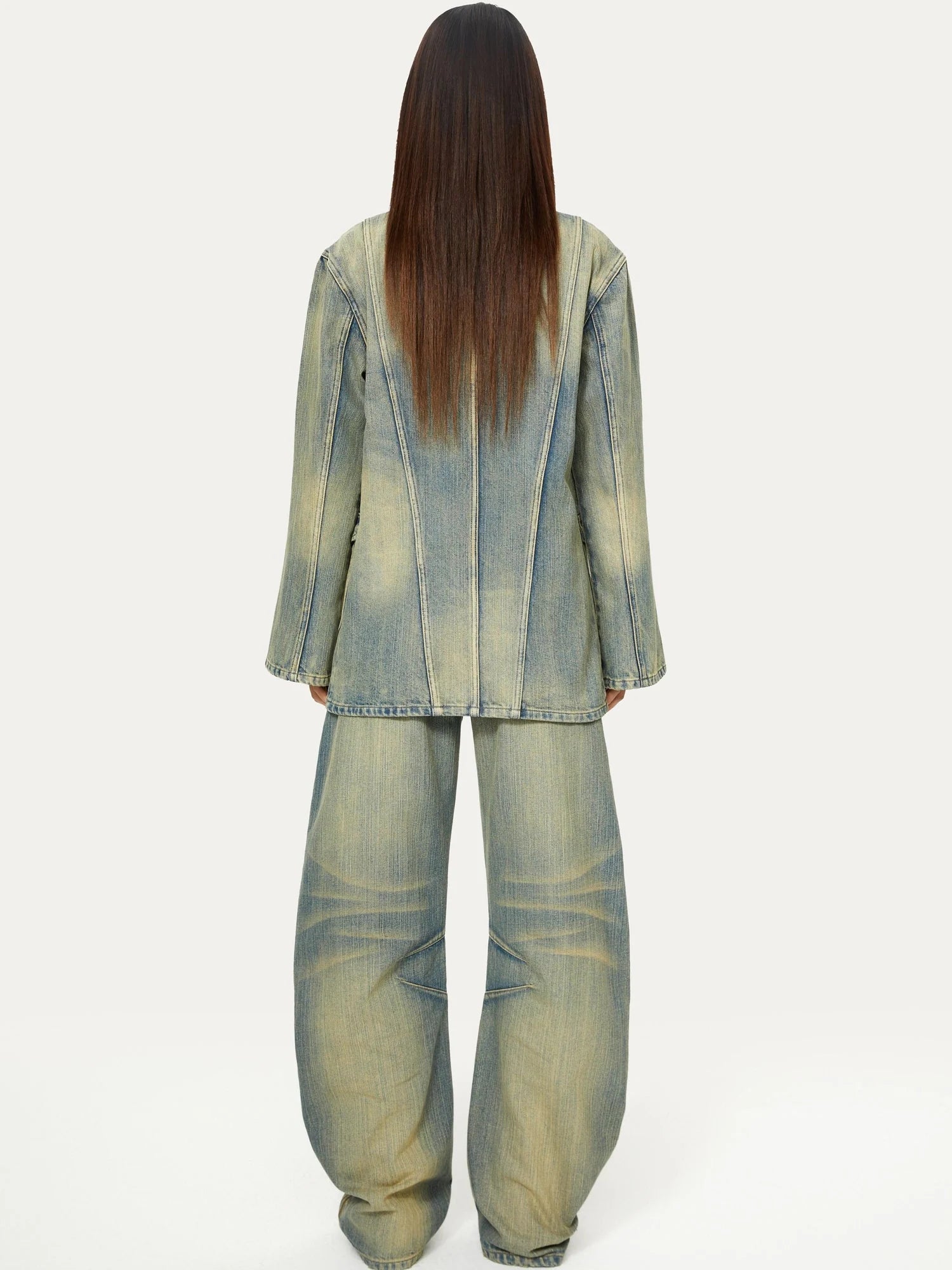 Deconstructed Denim Sport Top Blue Green