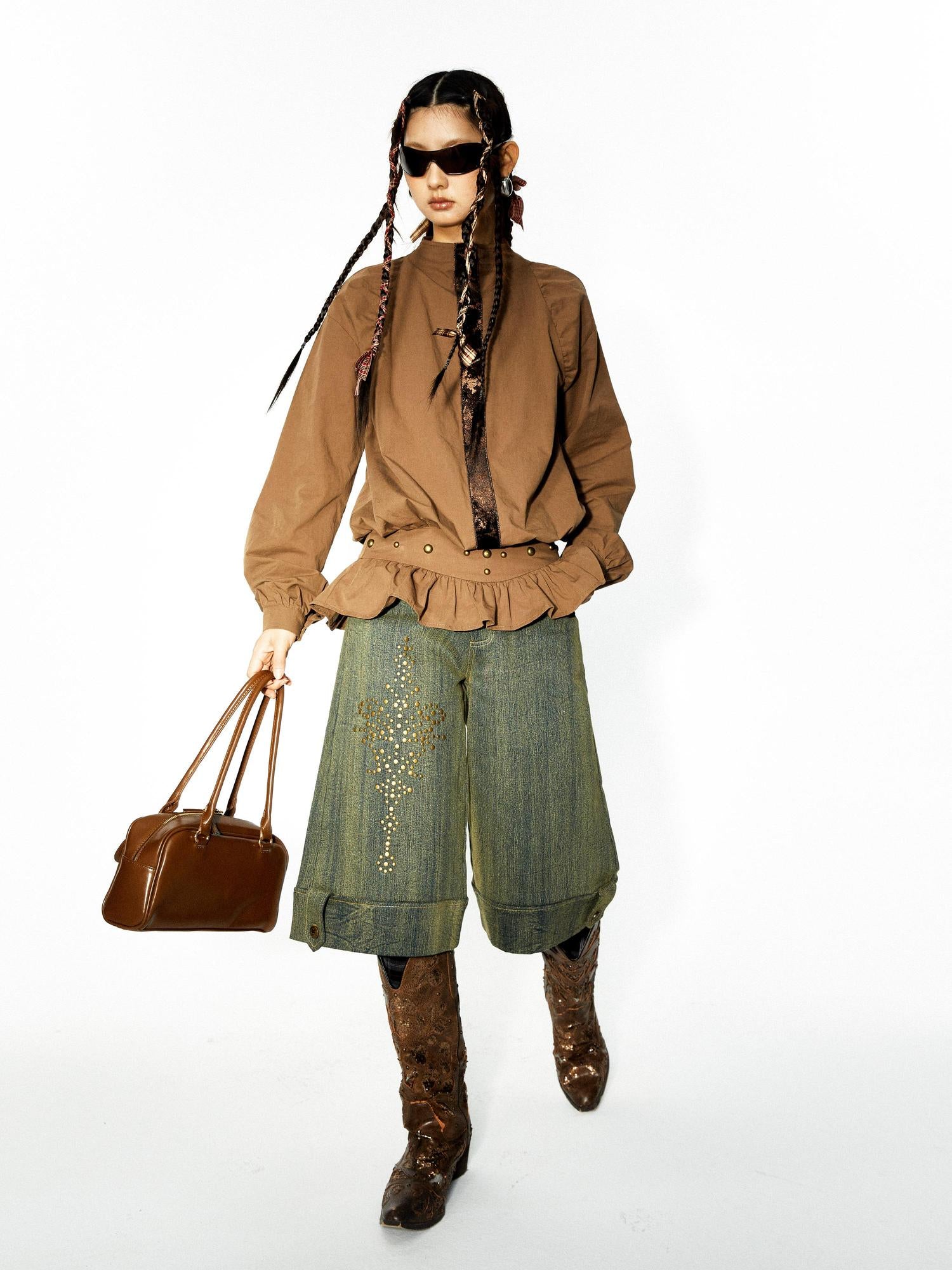 YOSHUYUKI Yoshuyuki Original Autumn Winter Studded Pattern Washed Jeans