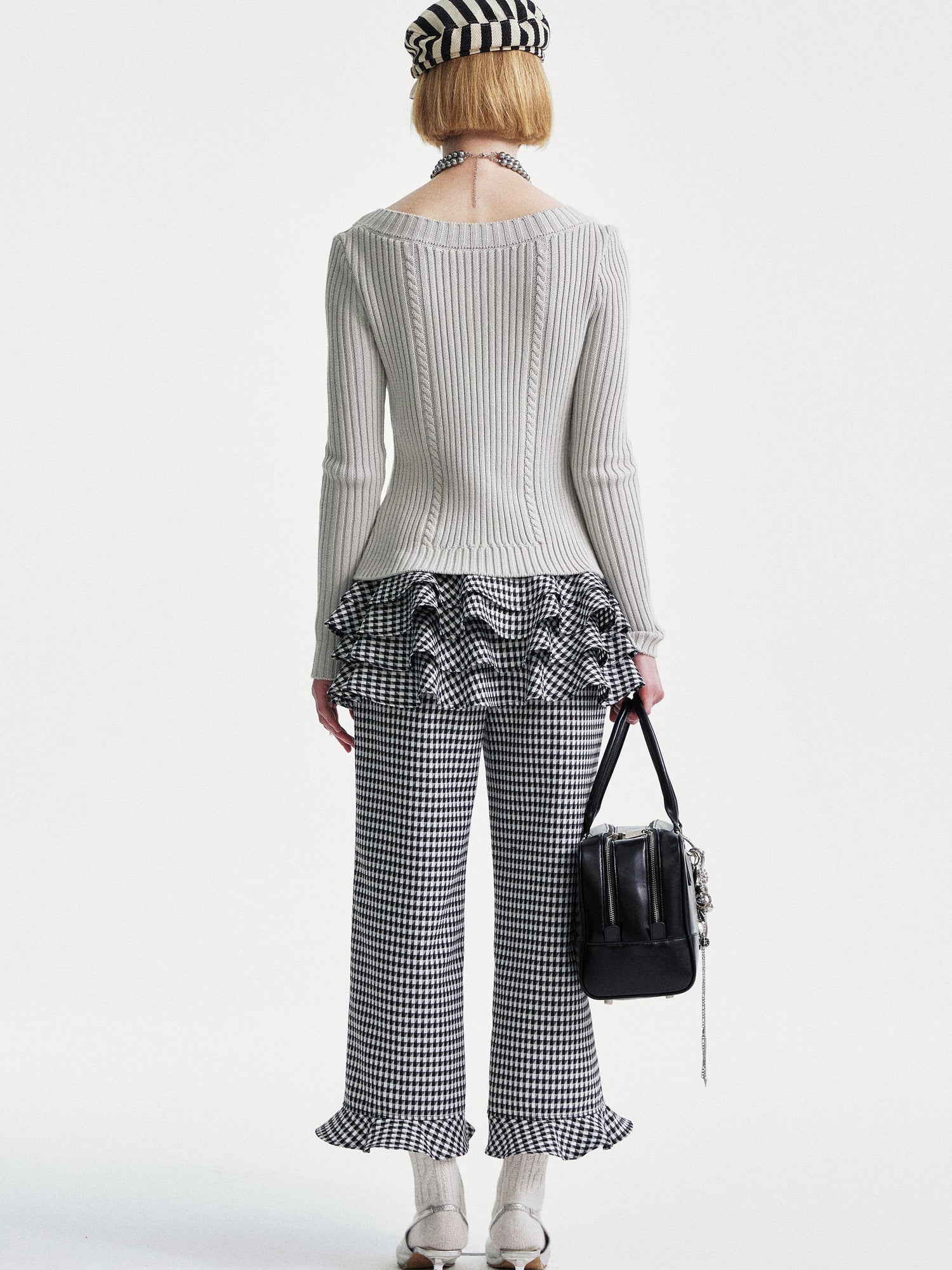 YOSHUYUKI Ysy K Cable Knit Crewneck Sweater Grey Cotton Cardigan