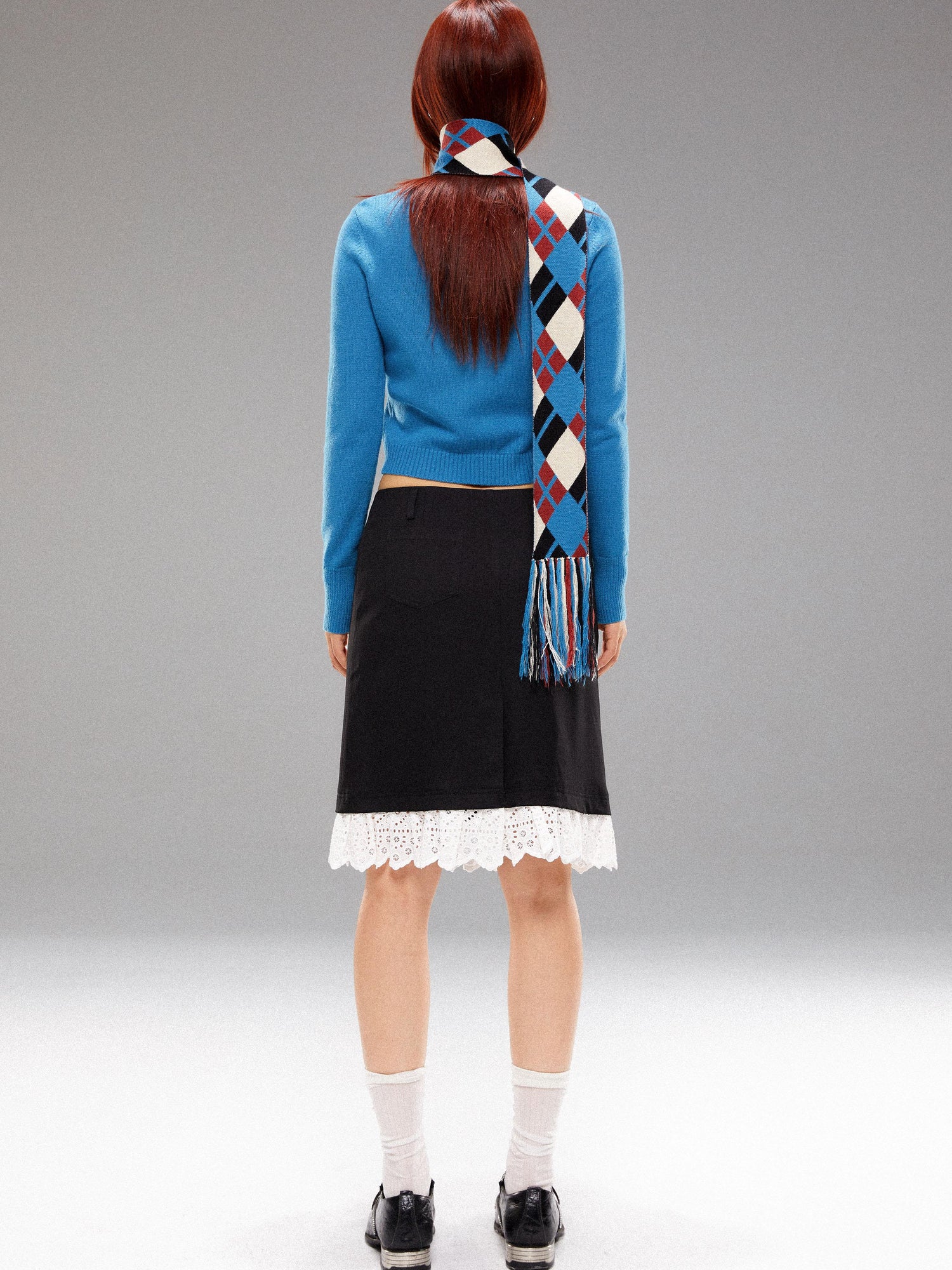 YOSHUYUKI Island Blue Embroidered Double Breasted Knit Cardigan