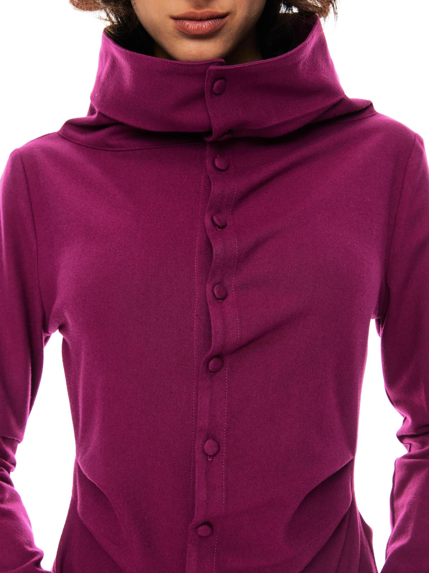 YOSHUYUKI Slim Merino Top Raspberry Tie Front Versatile Knitwear